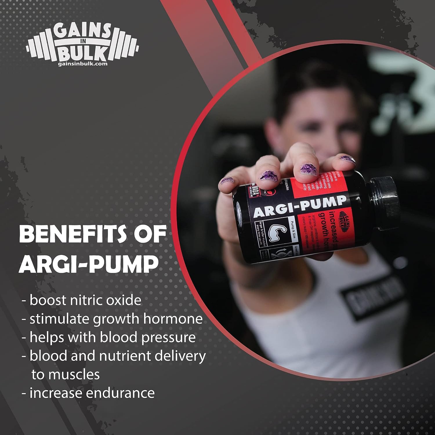 Gains in Bulk, Argi Pump, L-Arginine Nitric Oxide Booster with L-Citrulline and L-Ornithine GAINS IN BULK GAINSINBULK.COMAu supplements