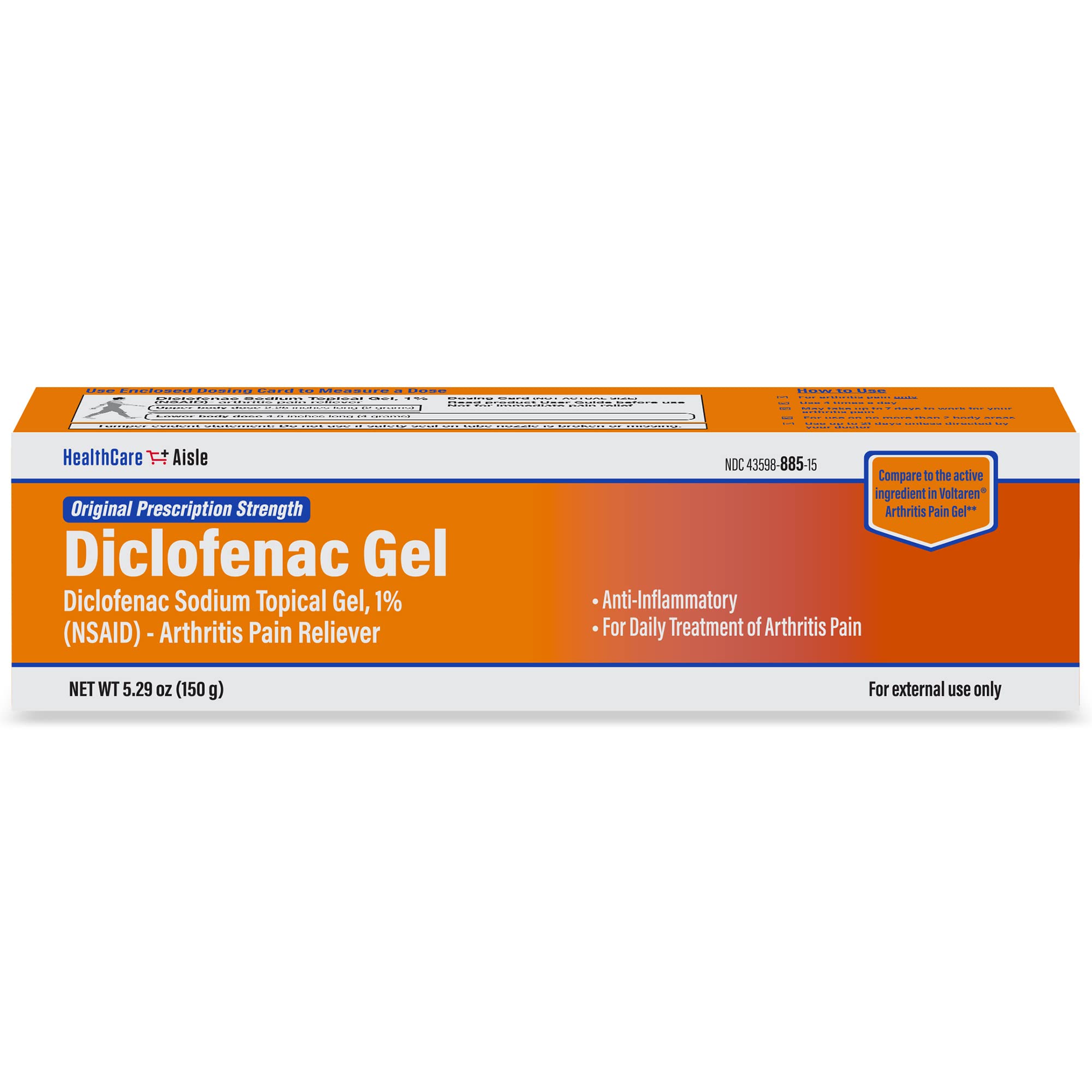 HealthCareAisle Diclofenac Gel, 1%, Arthritis Pain Relief - 150 g tube - Original Prescription Strength (NSAID) HealthCareAisleAu supplements