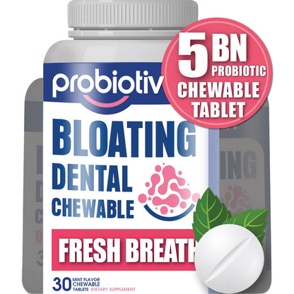 Probiotiv Chewable Probiotics for Daily Bloating w/ 5 Billion CFU – “Two-in-One Combo” ProbiotivUS supplements