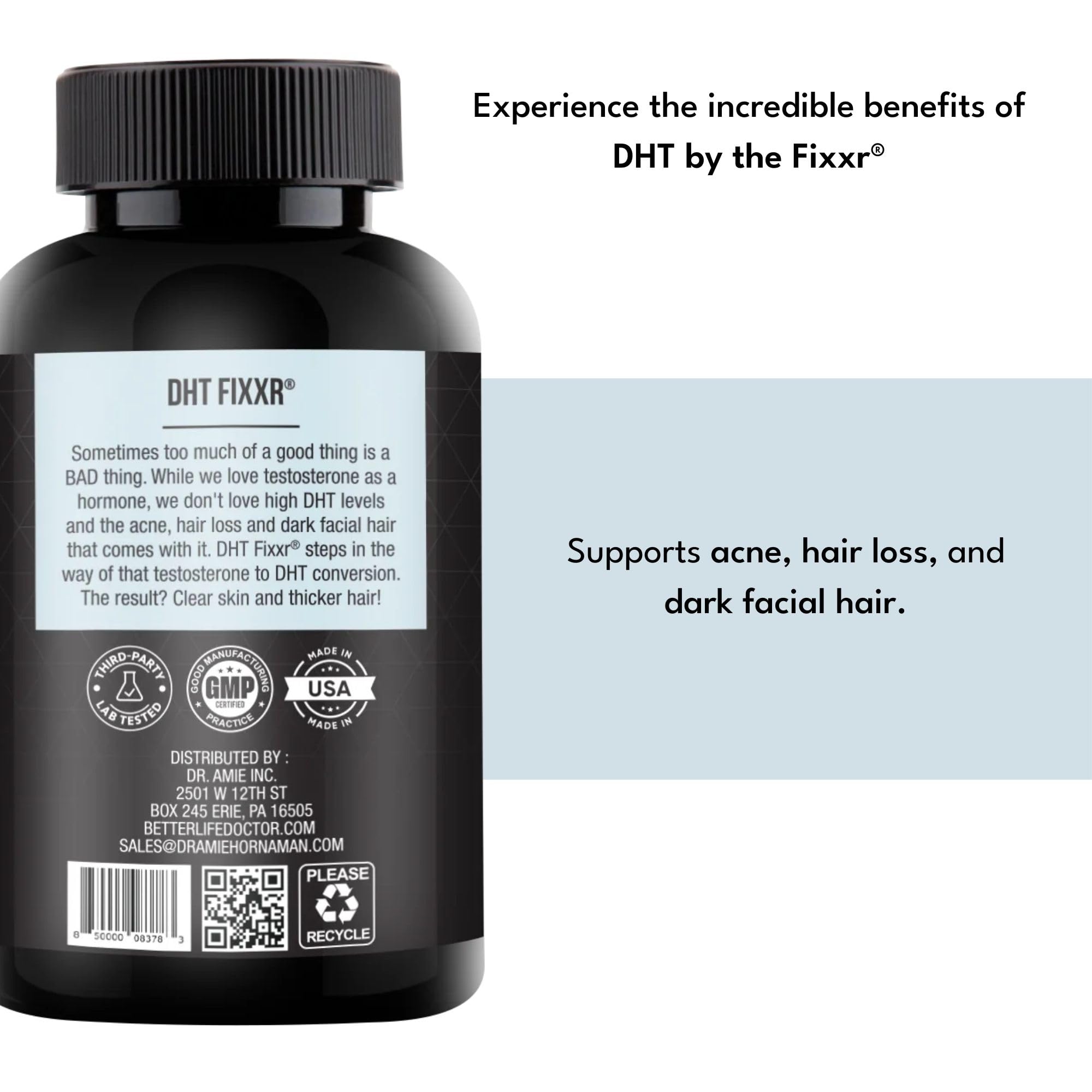 Fixxr DHT Support by Dr. Amie | with Saw Palmetto and Nettles | Acne and Hair Loss Support | 60 Capsules FixxrAu supplements