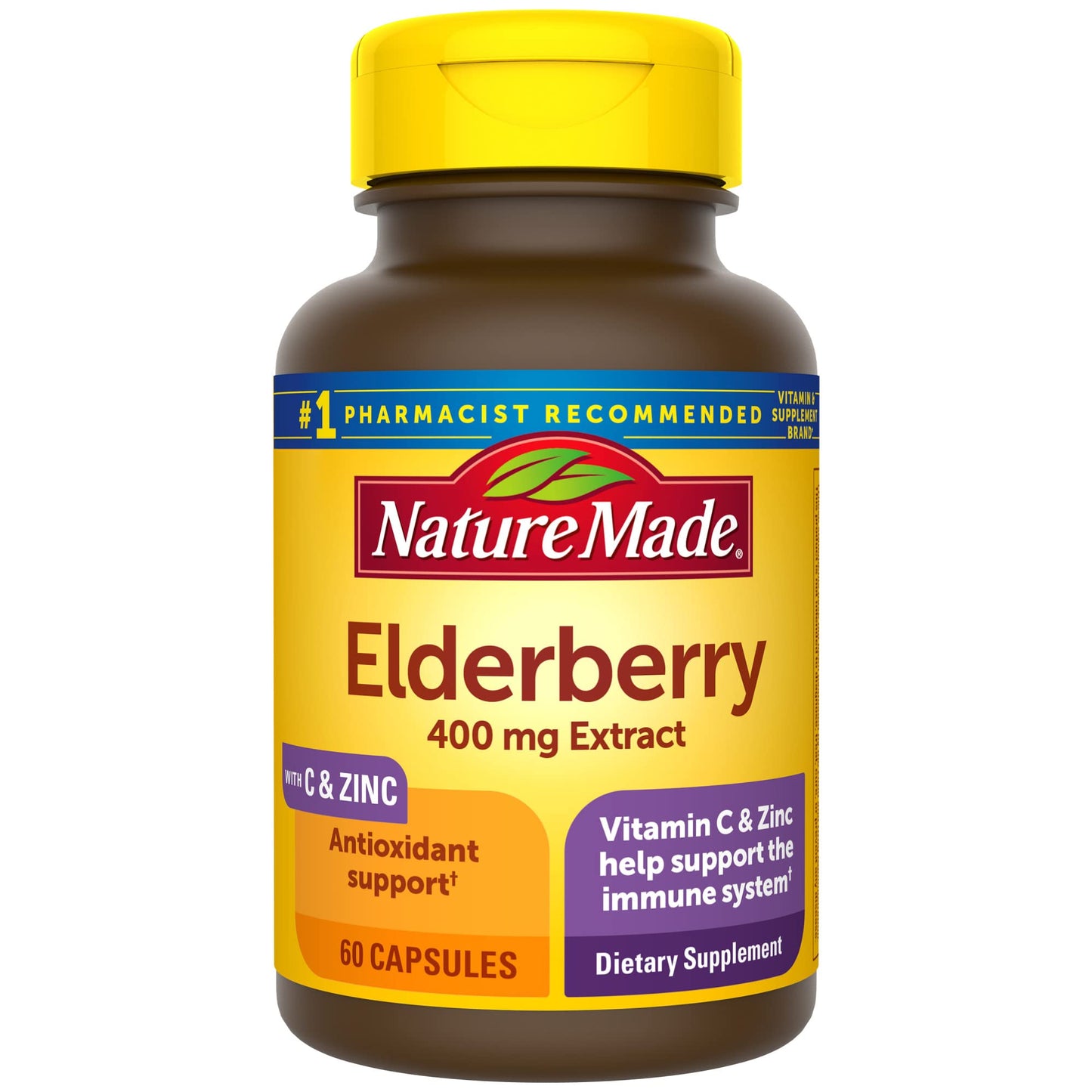 Nature Made Elderberry 400 mg Extract with Vitamin C and Zinc, Dietary Supplement Nature MadeUS supplements