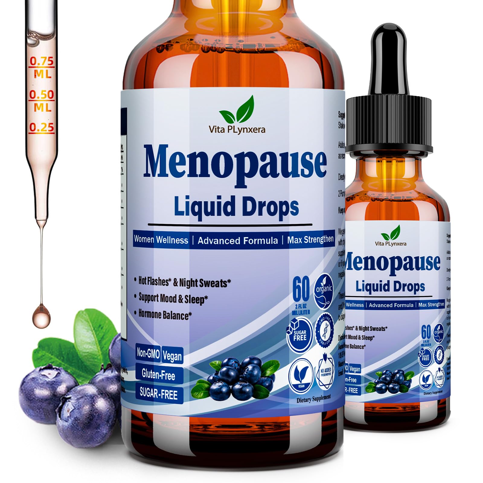 Menopause Supplements Liquid Drops, 8-in-1 Menopause Vitamin w. Black Cohosh, Ashwagandha, D3 B6 Multivitamin for Hot Flash, Night Sweats, Hormone Balance & Mood Support for Women Over 40 Vita PLynxeraAu supplements