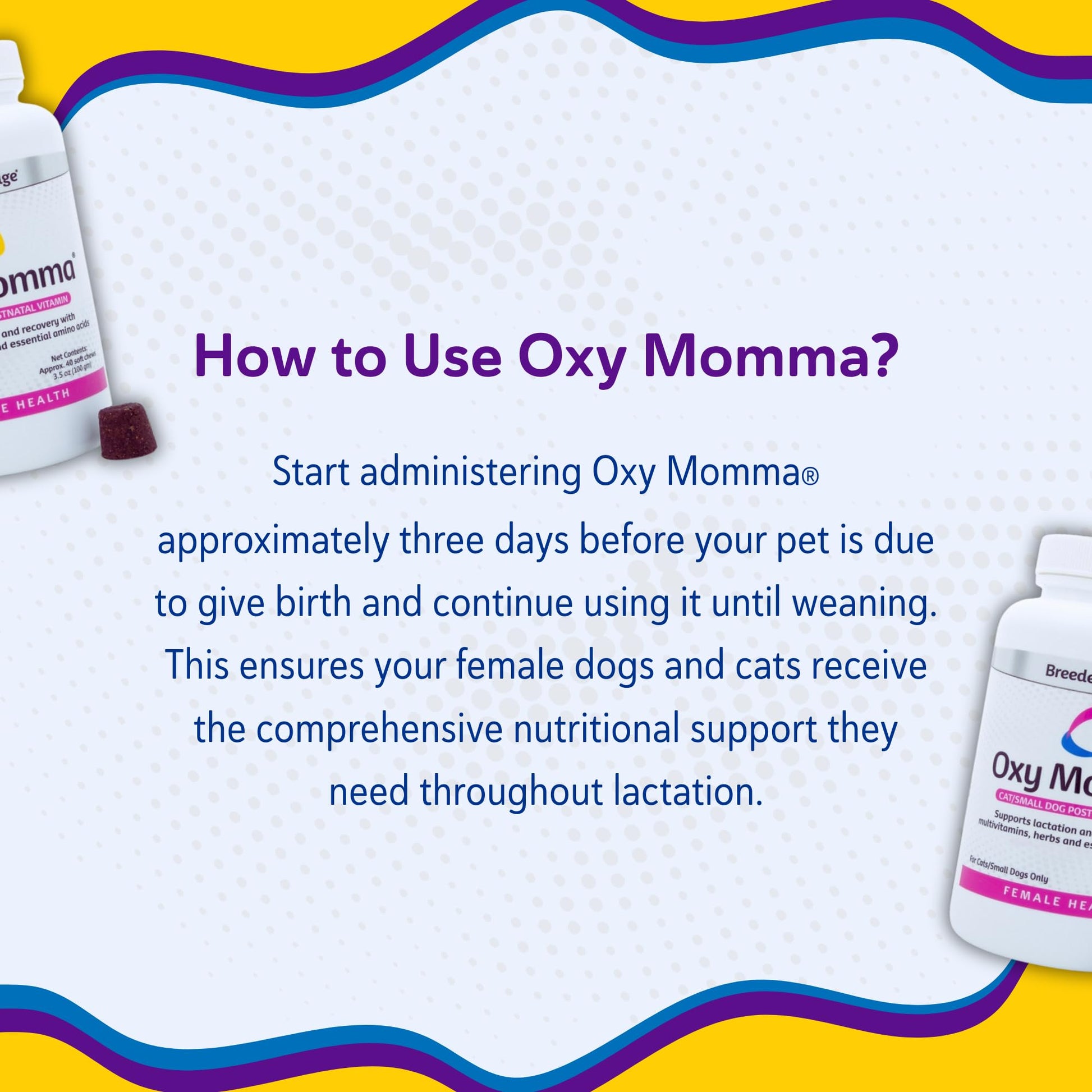 Breeder's Edge Oxy Momma Soft Chews, Postnatal Vitamin Supplement for Lactating Dogs and Cats, Supports Recovery, Hormones, and Next Pregnancy - for Small Dogs & Cats, 40ct Soft Chews Revival Animal HealthAu supplements