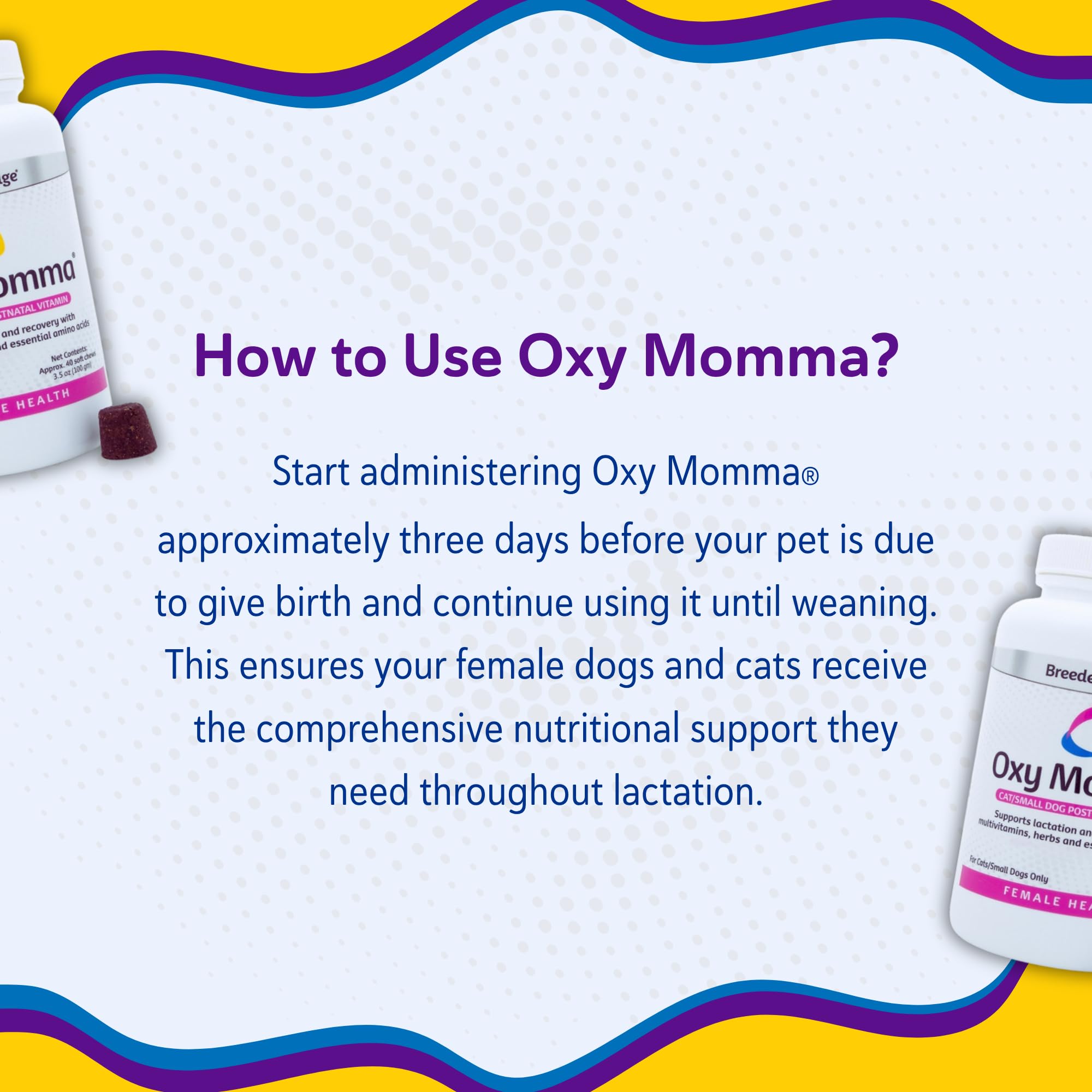 Breeder's Edge Oxy Momma Soft Chews, Postnatal Vitamin Supplement for Lactating Dogs and Cats, Supports Recovery, Hormones, and Next Pregnancy - for Small Dogs & Cats, 40ct Soft Chews Revival Animal HealthAu supplements