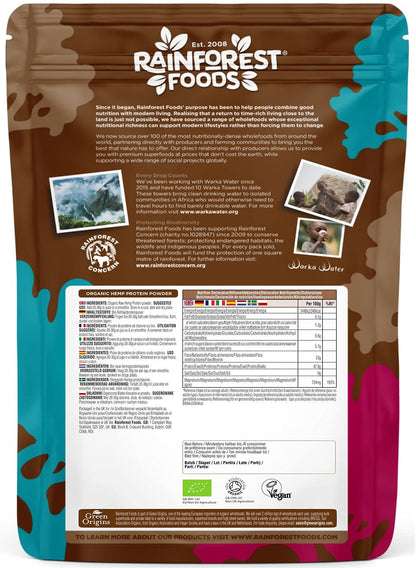 Rainforest Foods Organic Raw Hemp Protein Powder 900g Rainforest FoodsUS supplements