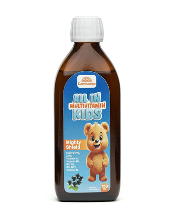 CAMRUSEPA All in Multivitamin Kids Syrup – Black Elderberry Flavored, Inositol, Zinc, Vitamin C, Daily Liquid Multivitamin CamrusepaAu supplements