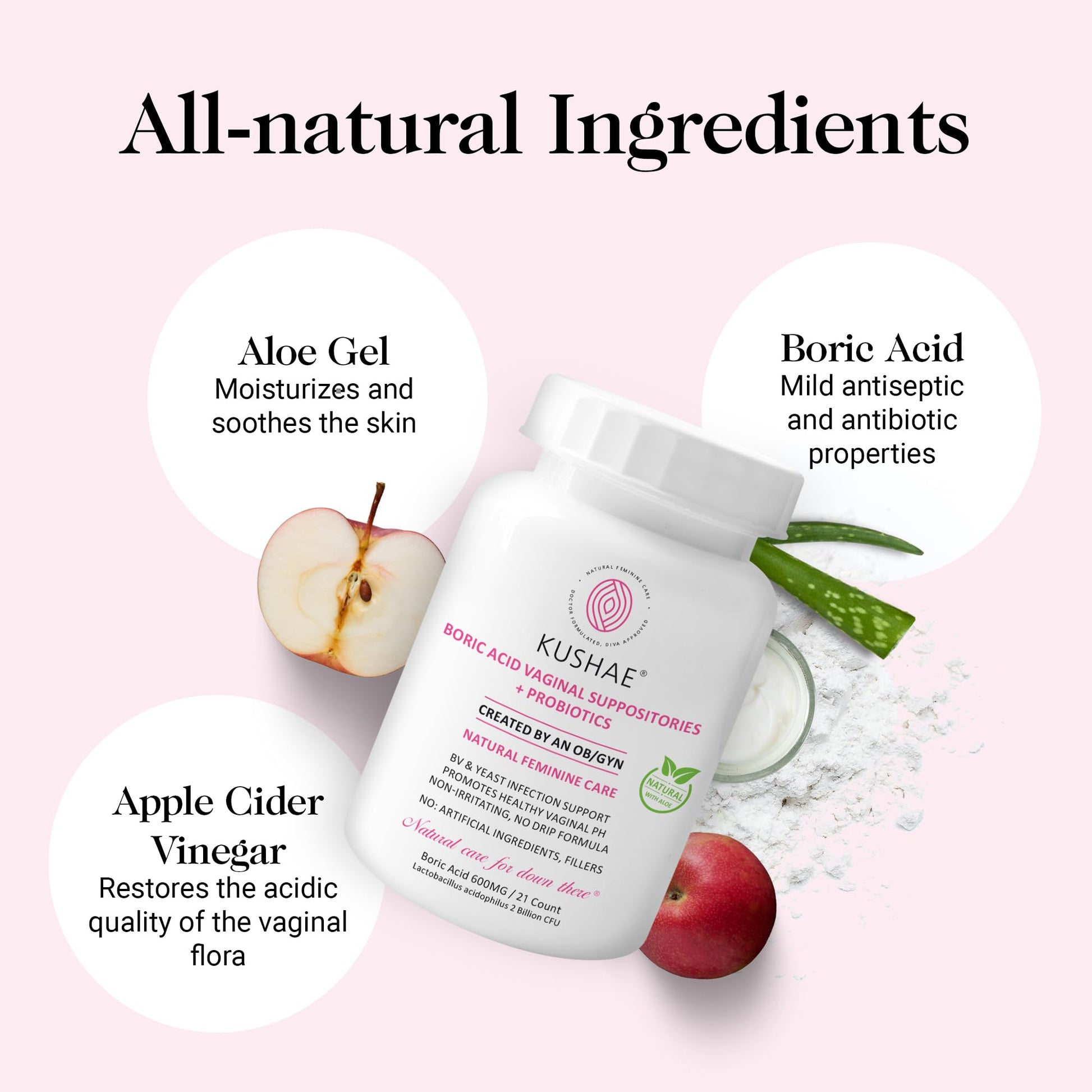 Kushae Boric Acid Suppositories with Applicator, All-Natural Boric Acid Suppositories for Women KushaeAu supplements