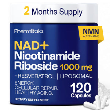 Liposomal NAD+ Supplement with Resveratrol - Nicotinamide Riboside 1000 Mg - NAD Supplements for Women & Men - NMN Supplement Alternative - Advanced NAD Resveratrol for Cellular Energy - 120 Capsules PharmlitaliaAu supplements