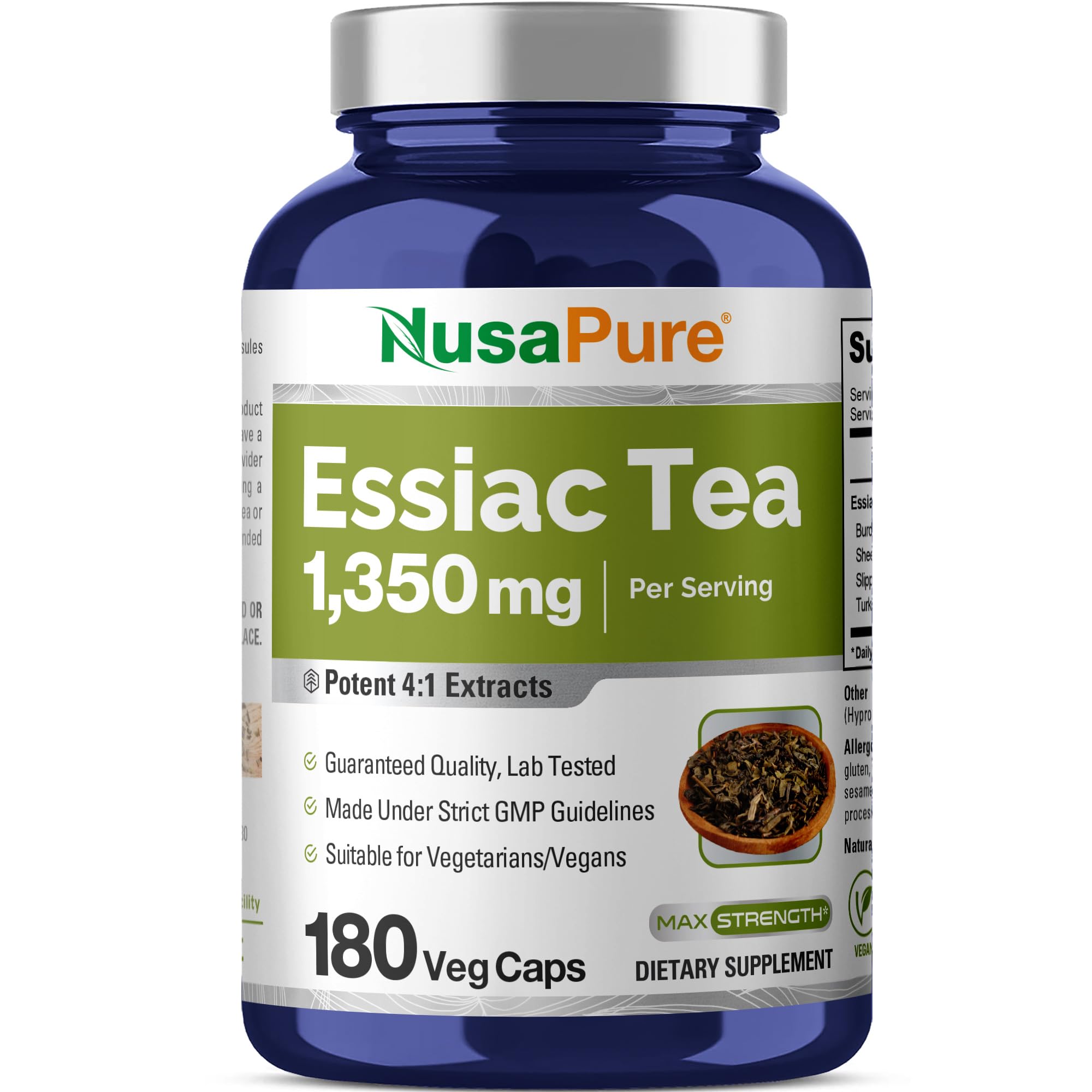 NusaPure Essiac Tea 1350 mg 180 Veggie Caps (Vegetarian, Non-GMO) NusaPureAu supplements