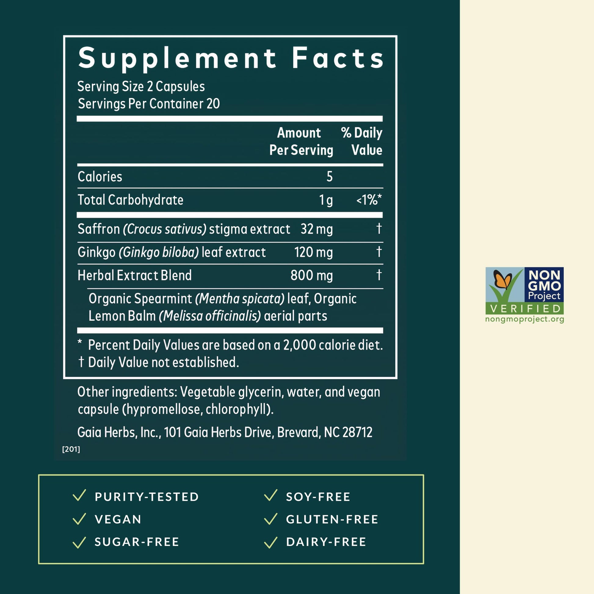 Gaia Herbs Nootropic Focus - Brain & Cognitive Support Supplement to Help Maintain Healthy Concentration* - with Saffron, Lemon Balm & Spearmint - 40 Liquid Phyto-Capsules (20 Servings) Gaia HerbsAu supplements