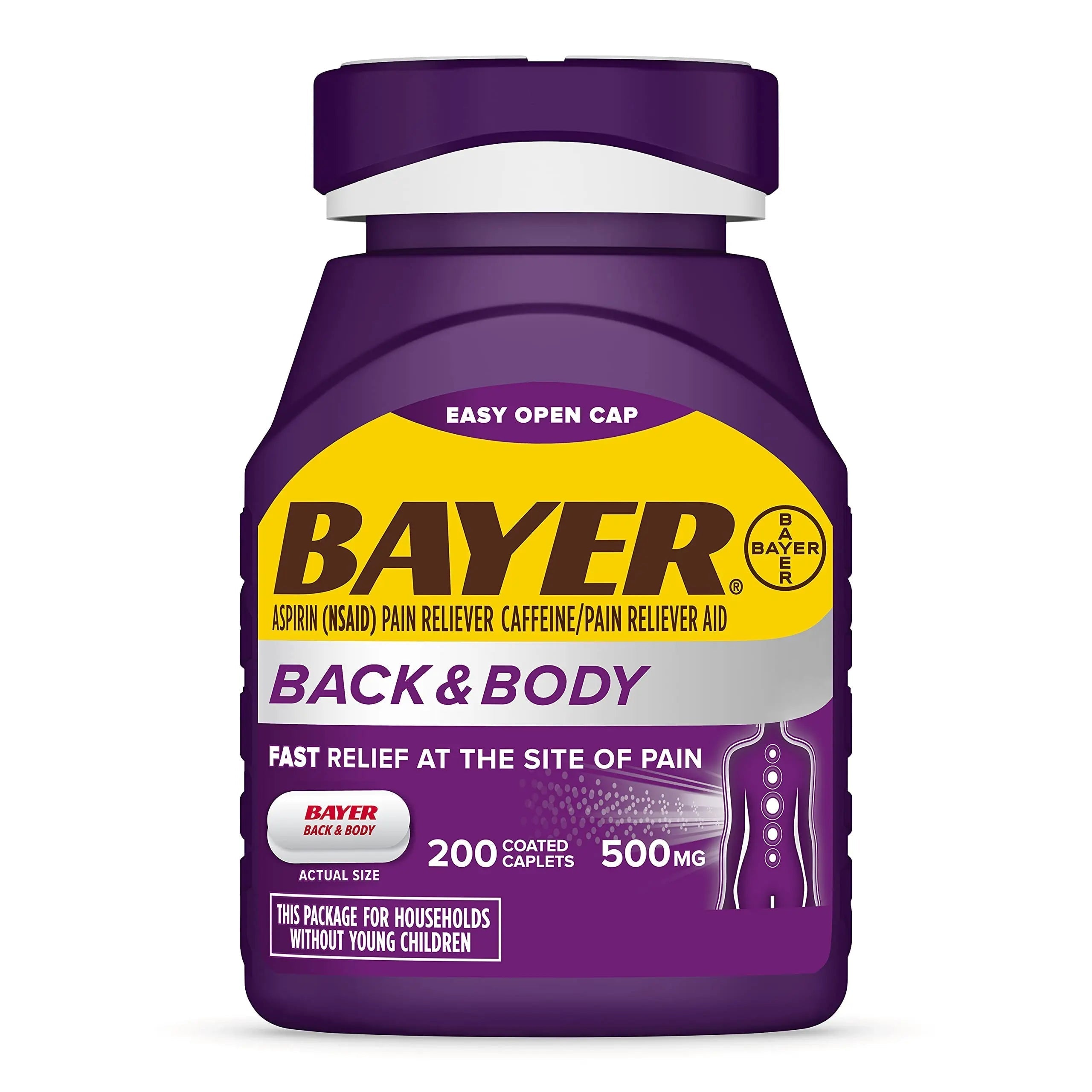 Bayer Extra Strength 500mg Aspirin Plus Caffeine for Powerful Pain Relief, 200 Coated Caplets BayerAu supplements