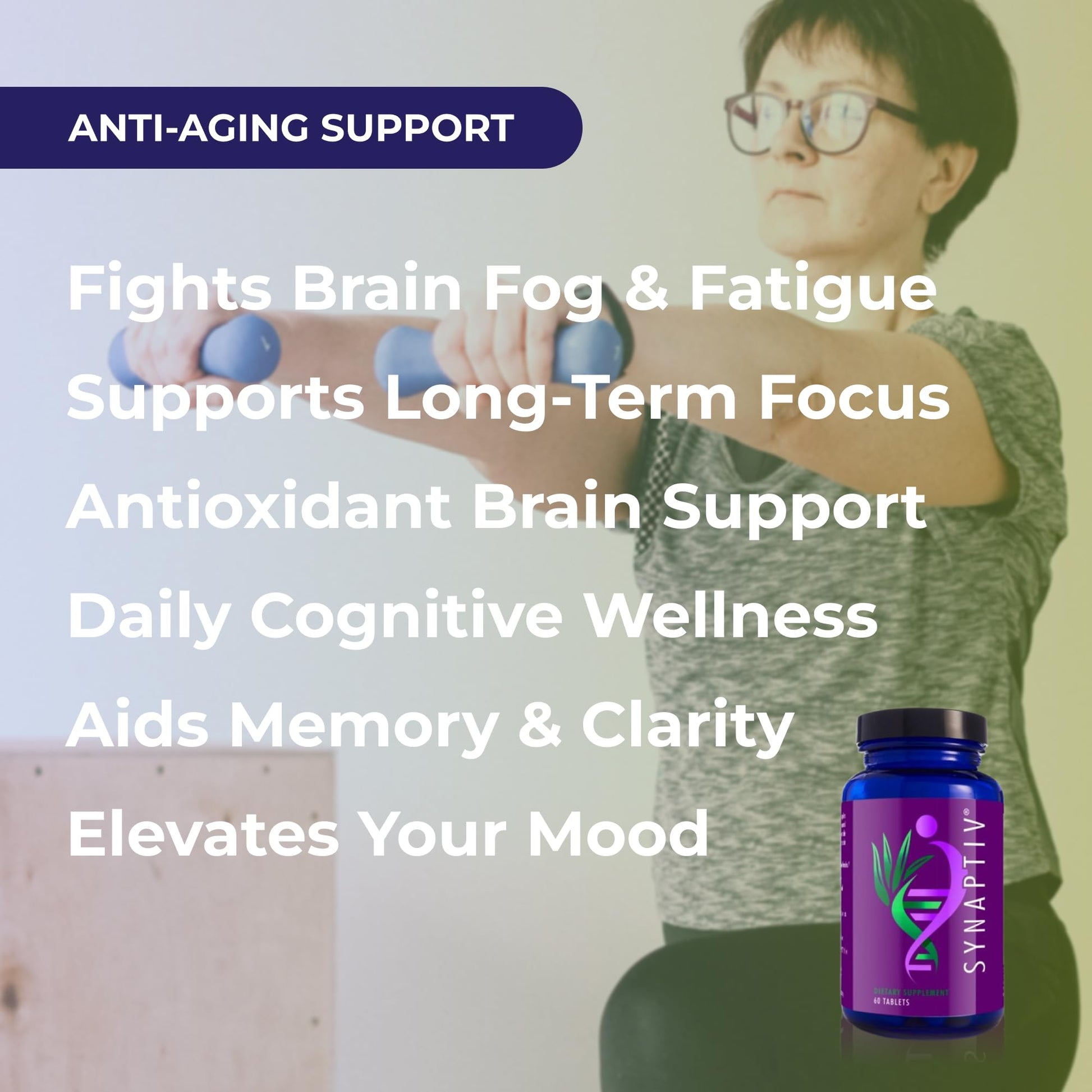 Youngevity Synaptiv™ Brain Support - 12in1 - Ginkgo, Huperzine, Bacopa, Quercetin and More - with Potent Antioxidant Blend + Vitamins - 60 Tablets (Pack of 1) YoungevityAu supplements