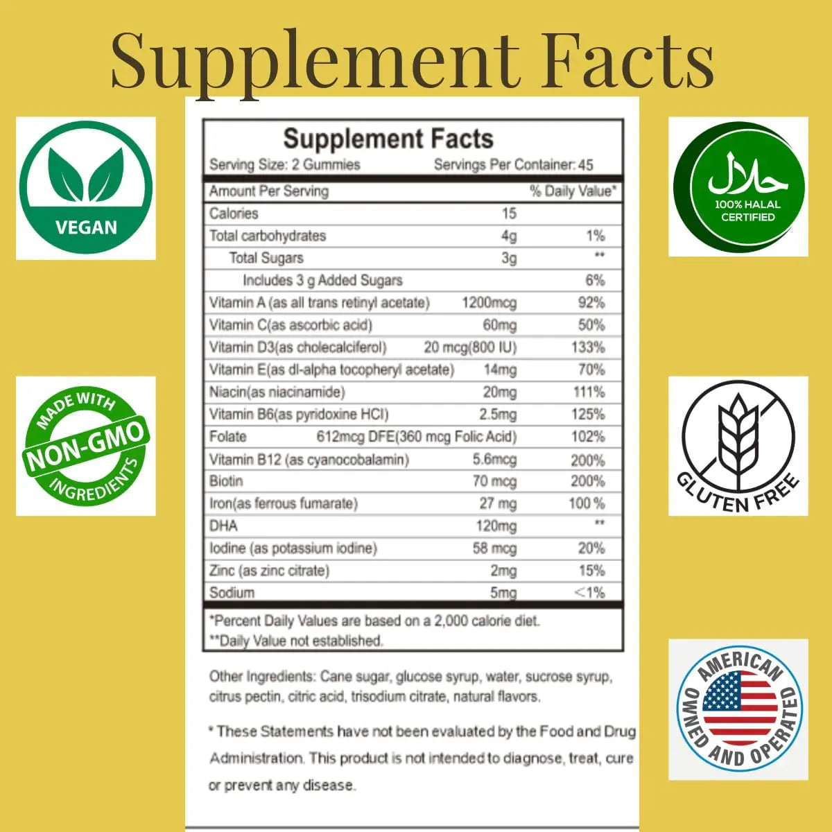 MonesAli Prenatal Gummies for Women Vitamins| & Postnatal | Vegan, Halal, Gelatin Free | with Folate, Iron & Biotin | MonesAliAu supplements