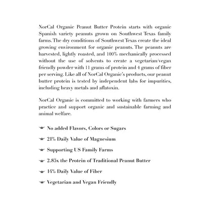 Norcal Organic Peanut Butter Protein Powder - 2lb | Vegan, Low-Cal, 11g Protein NorCal OrganicUS supplements