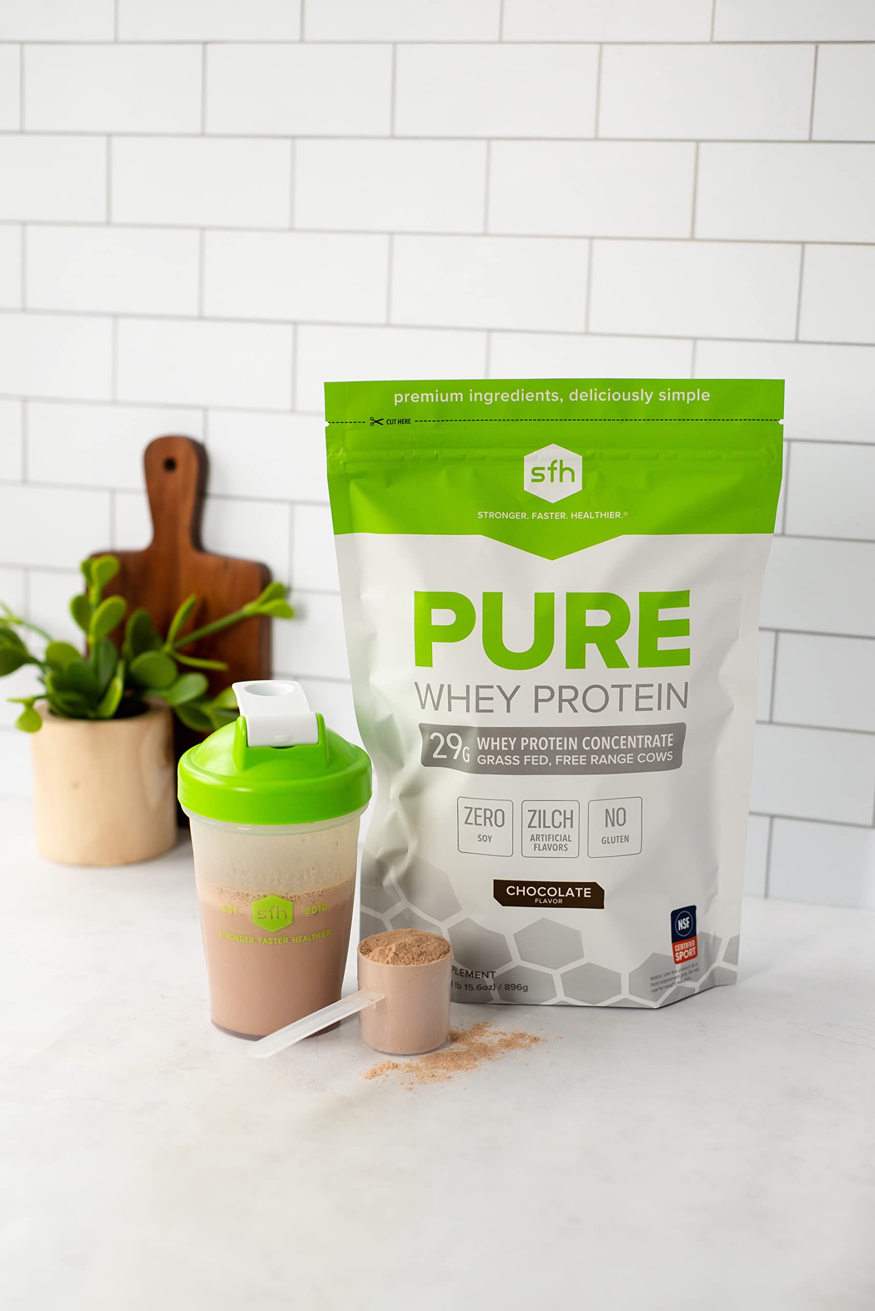 SFH Pure Whey Protein Powder (Chocolate) Best Tasting 100% Grass Fed Whey SFHUS supplements