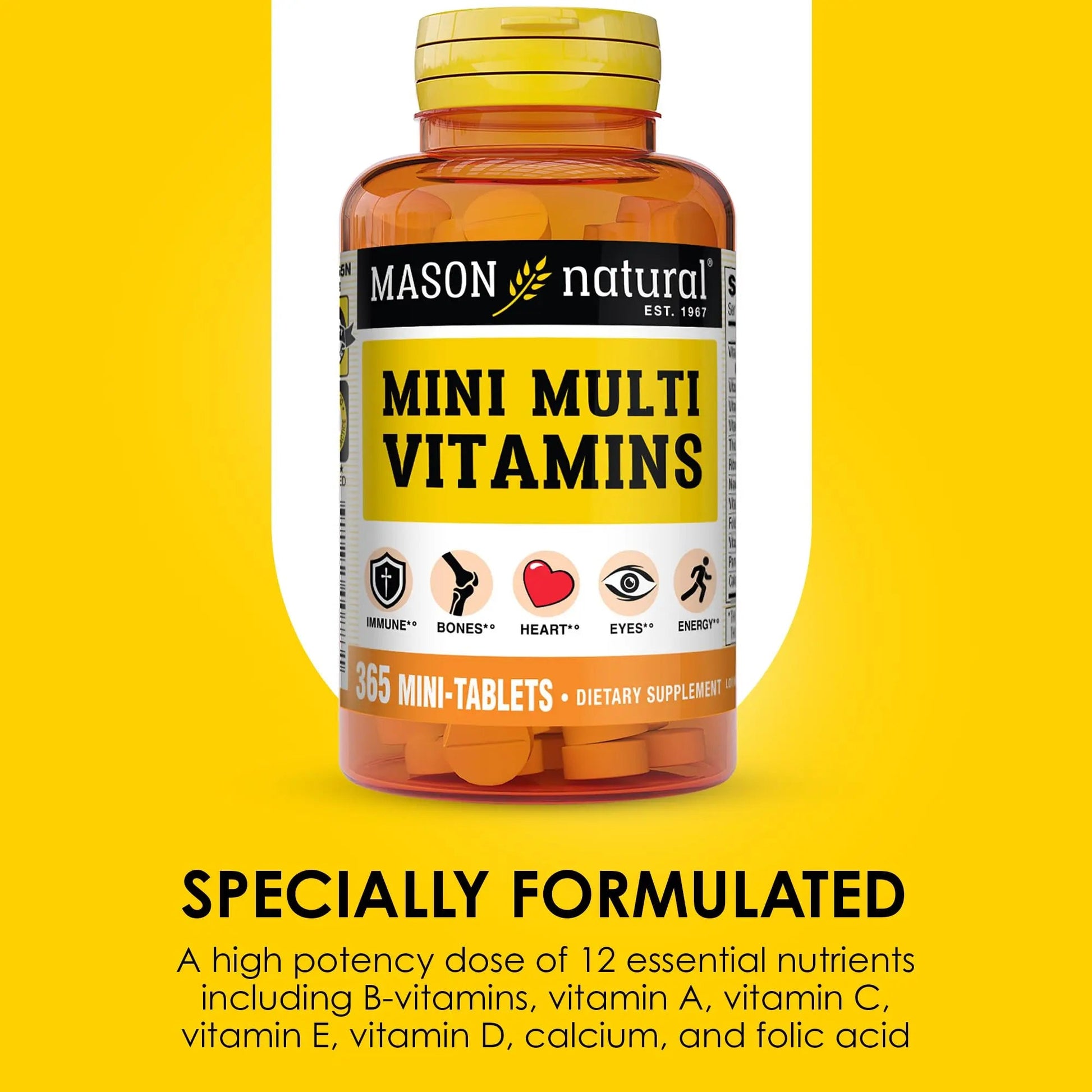 MASON NATURAL Mini Multi Vitamins, Vitamins A, C, D3, E, B1, B2, B3, B6, B12, Folate and Calcium for Overall Health, 1 Year Supply MASON NATURALAu supplements