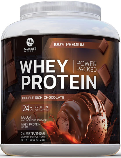 Nature's Premium 100% Whey Protein Powder, 24g of Protein, Double Rich Chocolate Nature's PeakUS supplements