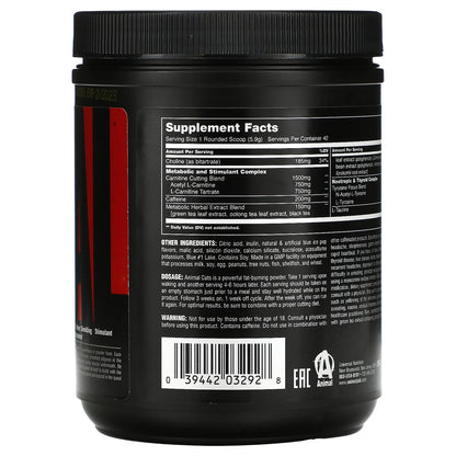 Universal Nutrition Animal Cuts Powder - Metabolic Enhancer, Nootropics, Carnitine AnimalUS supplements