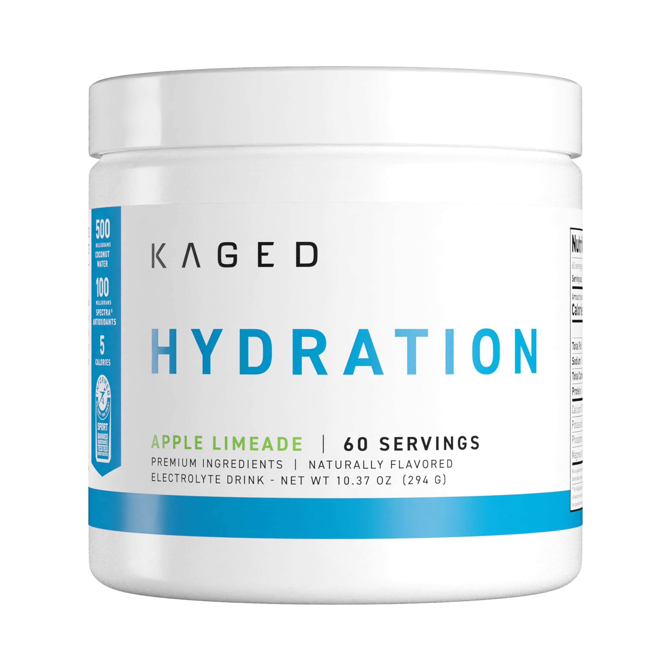 Kaged Electrolyte Hydration Powder Hydracharge Apple Limeade Sports Drink for Men and Women Pre, Post, Intra Workout Supplement 60 Servings KagedAu supplements