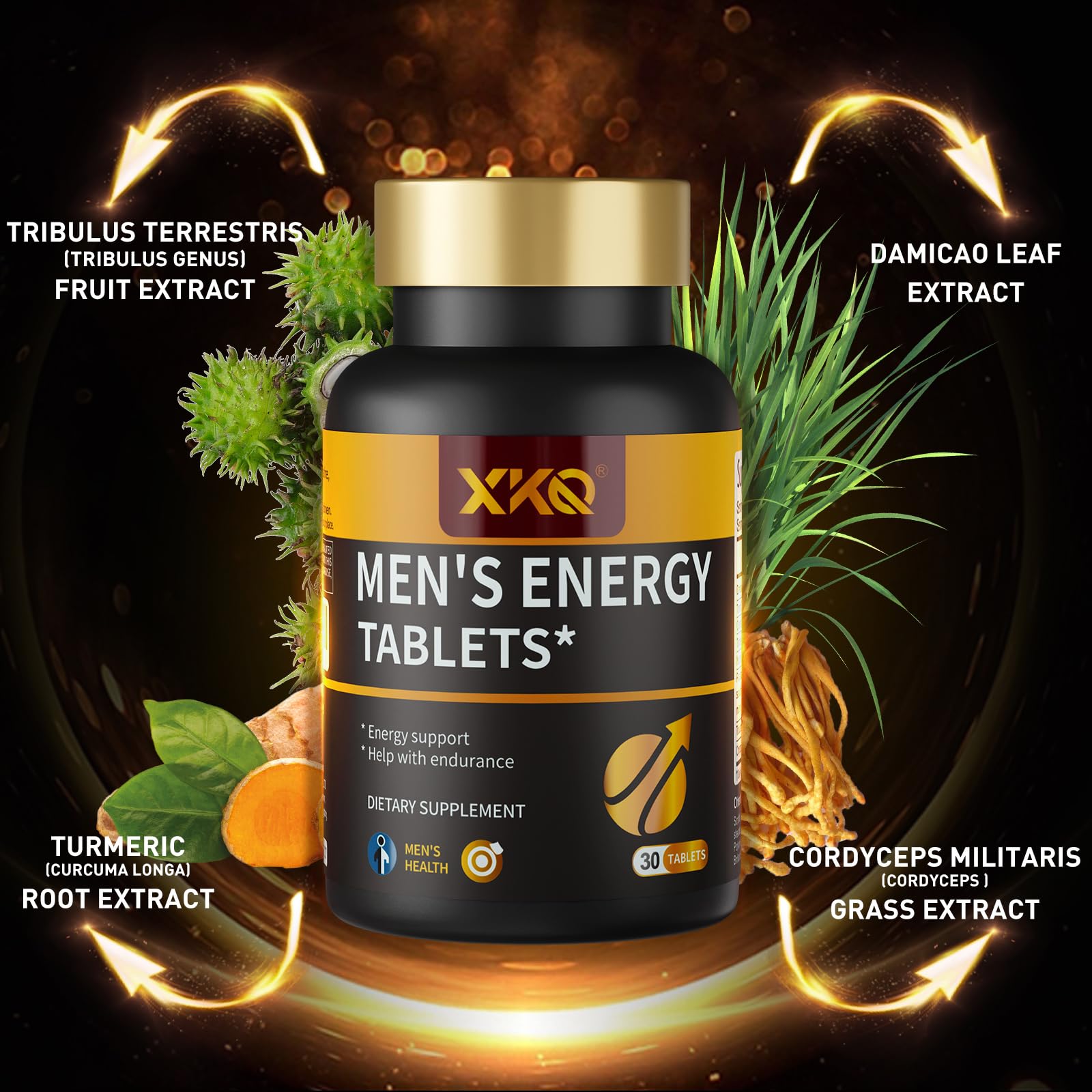 XKQ Men’s Vitality Support Supplement – Daily Energy & Performance Formula for Adult Men | Supports Circulation, Stamina & Confidence | Herbal & Amino Blend | 30 Tablets | 3rd Party Tested XKQAu supplements