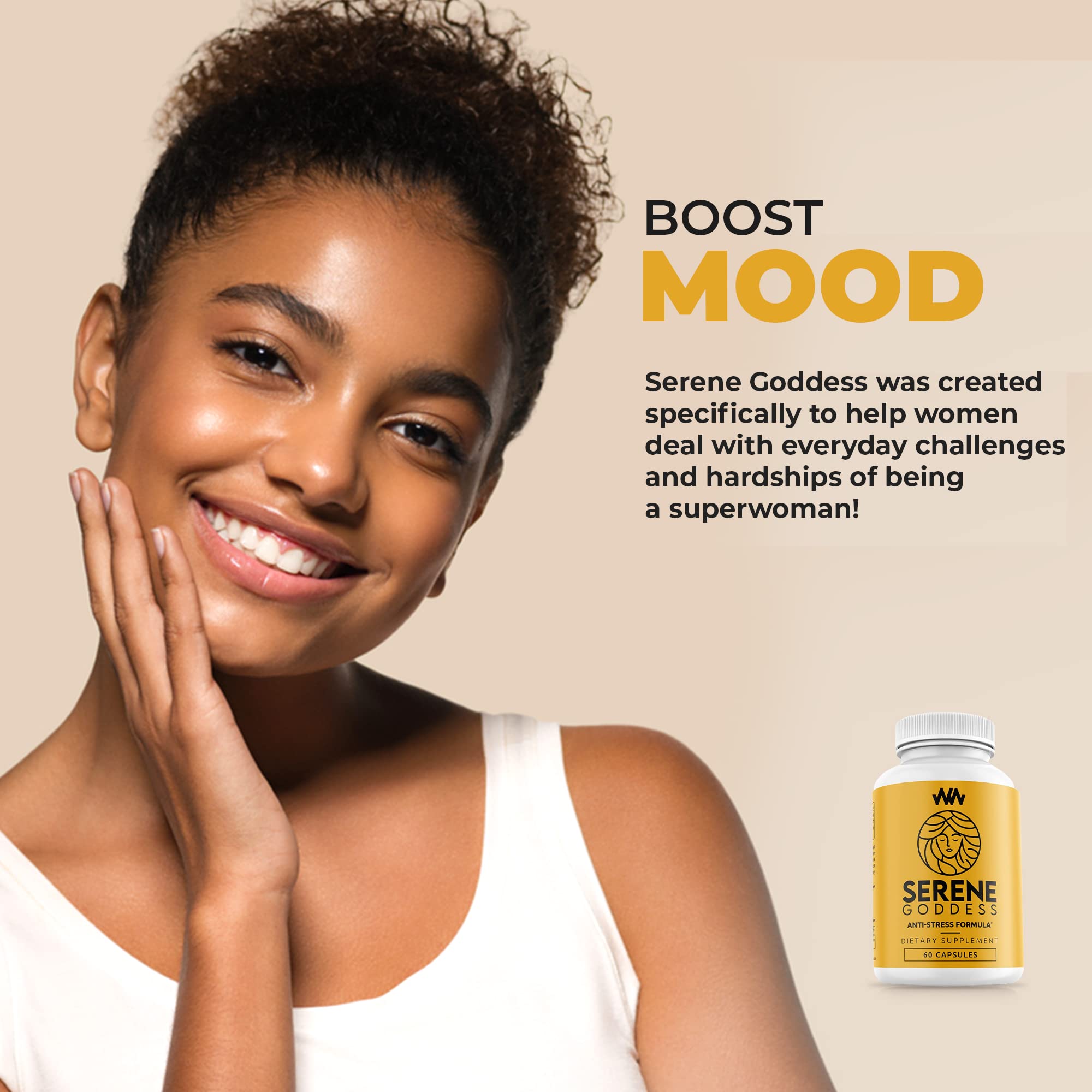 Warped Wellness Womens Supplement That Boosts Mood, Helps Relax The Mind & Body, Relieves Tension & Worries| Magnolia Bark for Female Specific Help| Serene Goddess | Vitamin Helps Boost Mood Warped WellnessAu supplements