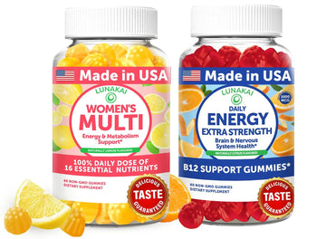 Lunakai USA Made Women’s Multi & Energy Gummies Bundle – 16 Essential Nutrients & B12 – 60 Ct Each LunakaiAu supplements