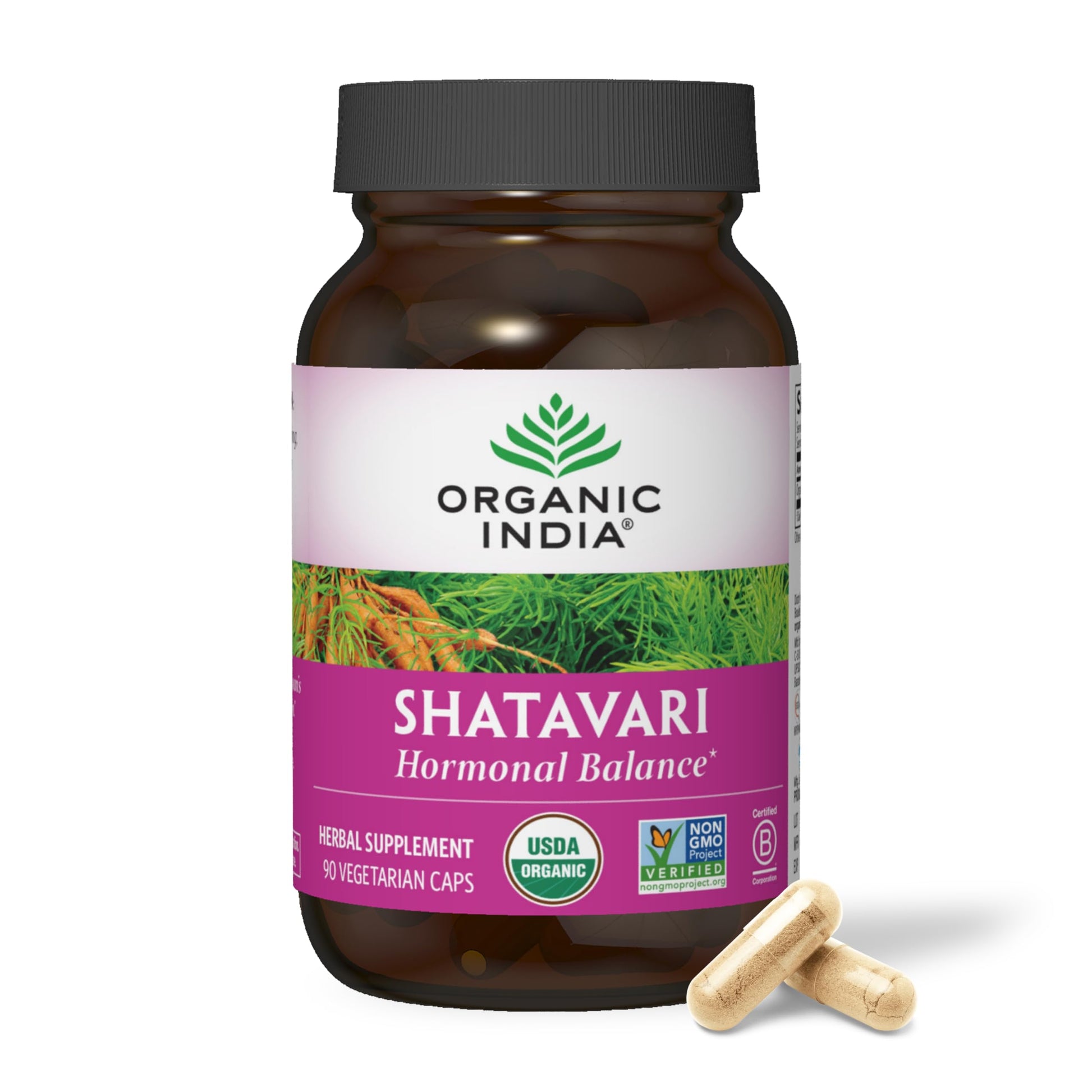 ORGANIC INDIA Shatavari Herbal Supplement - Supports Hormonal Balance, Immune and Inflammatory Response, Vegan, Gluten-Free, USDA Organic, Supports Reproductive Health - 90 Capsules ORGANIC INDIAAu supplements