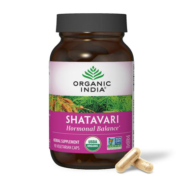 ORGANIC INDIA Shatavari Herbal Supplement - Supports Hormonal Balance, Immune and Inflammatory Response, Vegan, Gluten-Free, USDA Organic, Supports Reproductive Health - 90 Capsules ORGANIC INDIAAu supplements