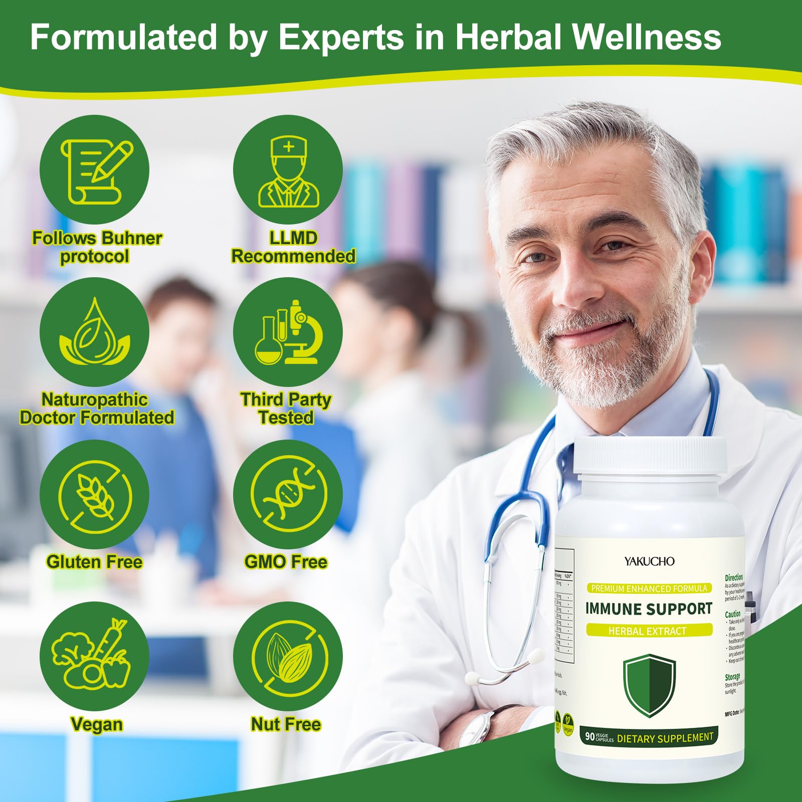 Herbal Immune Support Supplement, Vegan Capsules with Japanese Knotweed, Cat’s Claw, Skullcap & Sanguinolenta, Supports Immune Health & Overall Wellness, Gluten-Free YakuchoAu supplements