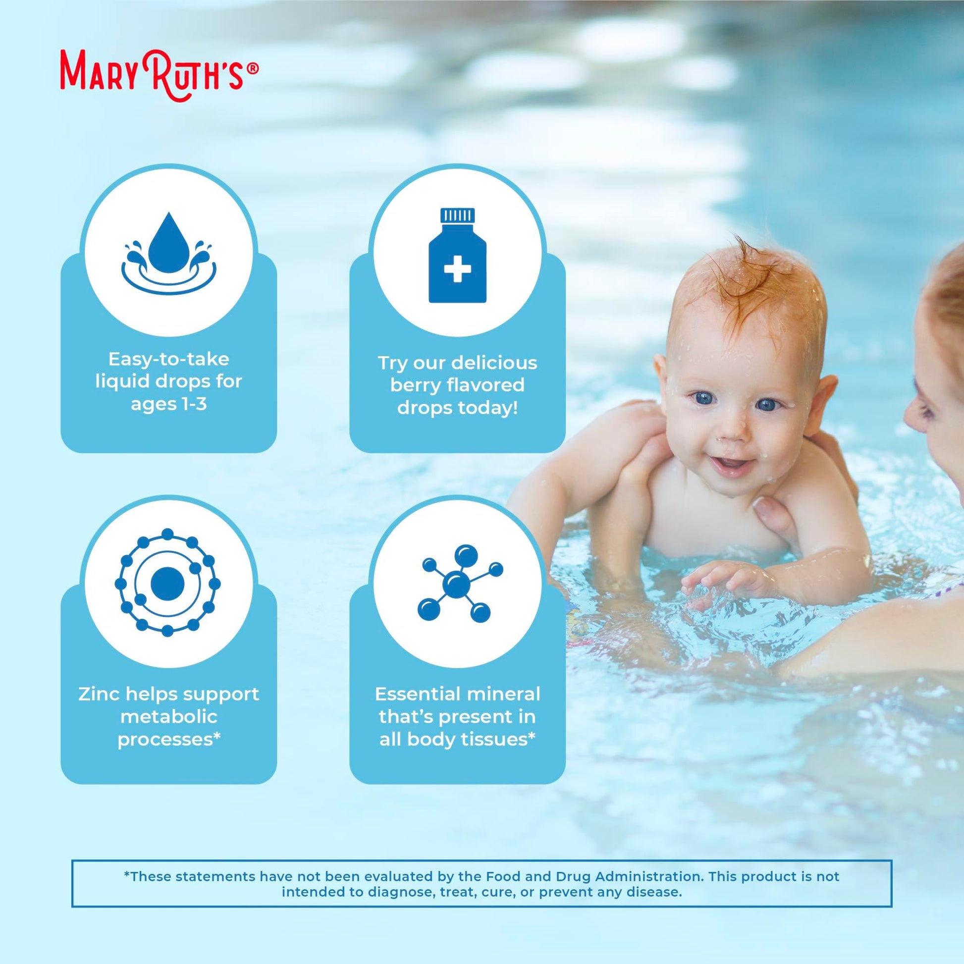 MaryRuth Organics USDA Toddler Liquid Drops | Zinc Sulfate | Immune Support Supplement| Skin Health | Vegan | Formulated for Ages 1-3 | Delicious Berry Flavor | 1 Month Supply | 2 Fl Oz MARYRUTH'SUS supplements