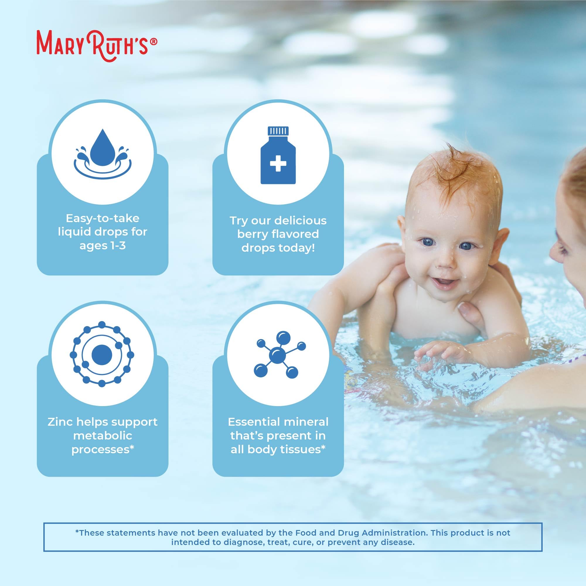 MaryRuth Organics USDA Toddler Liquid Drops | Zinc Sulfate | Immune Support Supplement| Skin Health | Vegan | Formulated for Ages 1-3 | Delicious Berry Flavor | 1 Month Supply | 2 Fl Oz MARYRUTH'SUS supplements