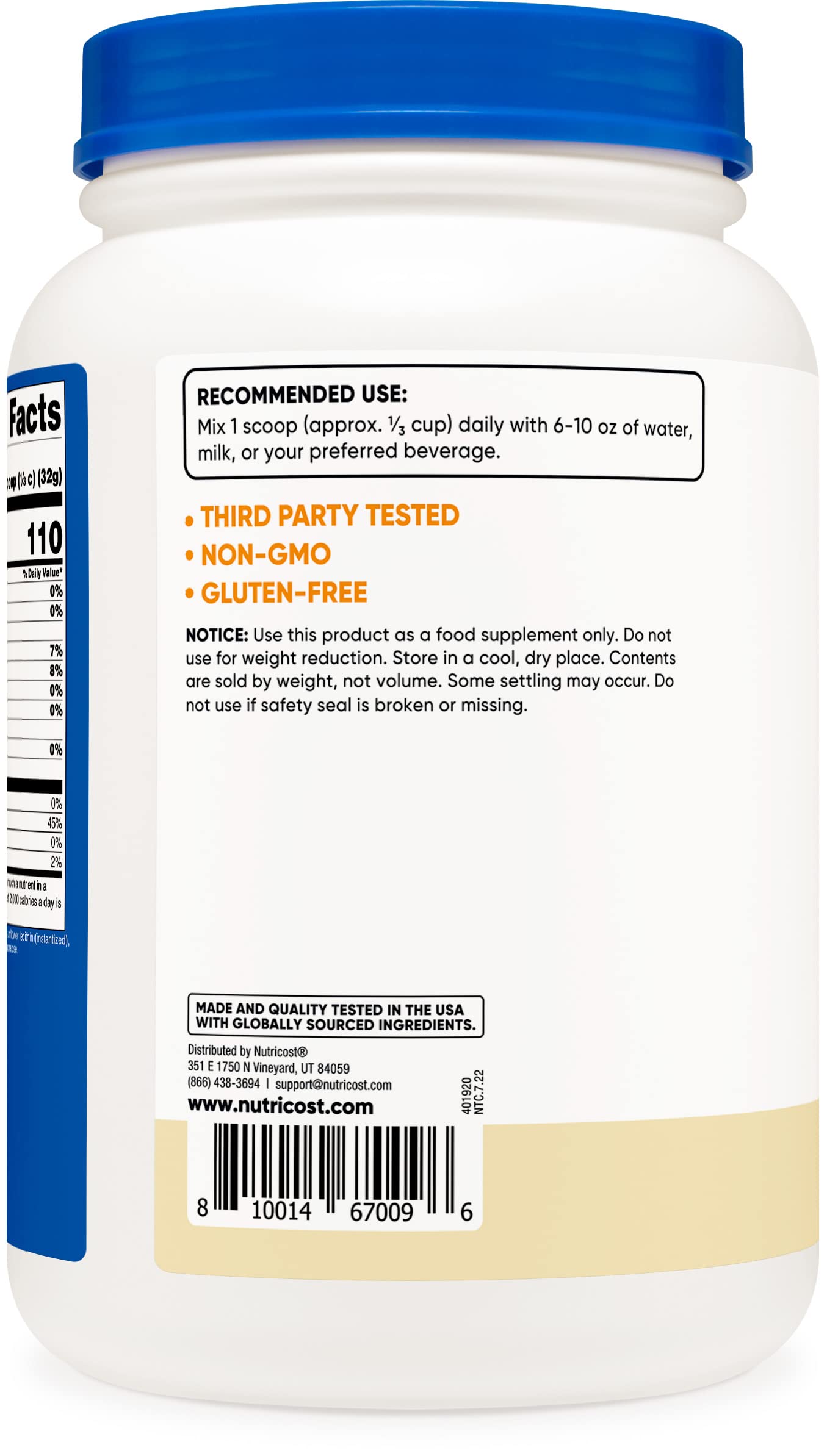 Nutricost Casein Protein Powder 2lb Vanilla - Micellar Casein, Gluten Free, Non-GMO NutricostUS supplements