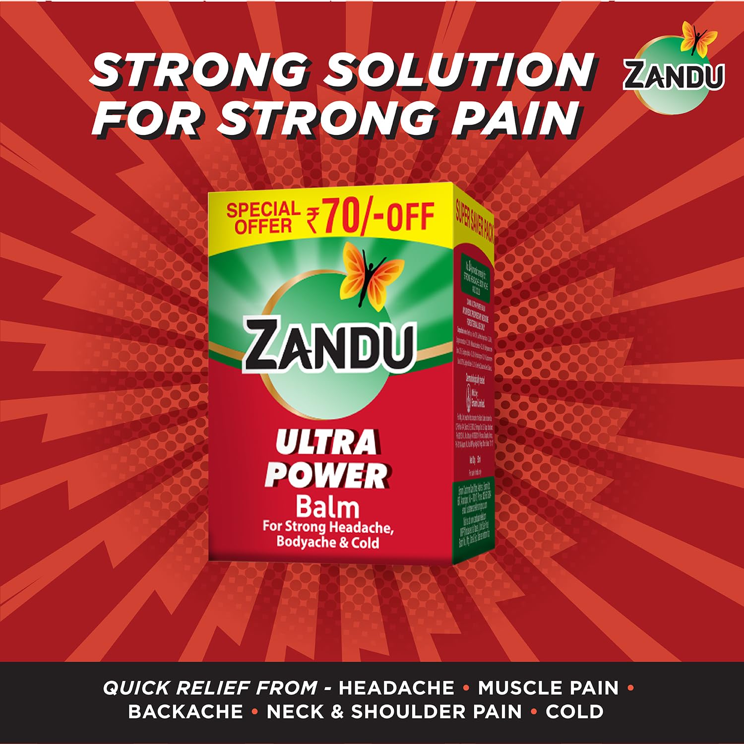 Zandu Ultra Red Balm | Ayurvedic Balm with Menthol, Camphor, Eucalyptus Oil | Relieves from Bodyache, Cold & Muscle Stiffness | Non Greasy & Fast Acting | 0.85 Fl Oz (Pack of 1) ZanduAu supplements