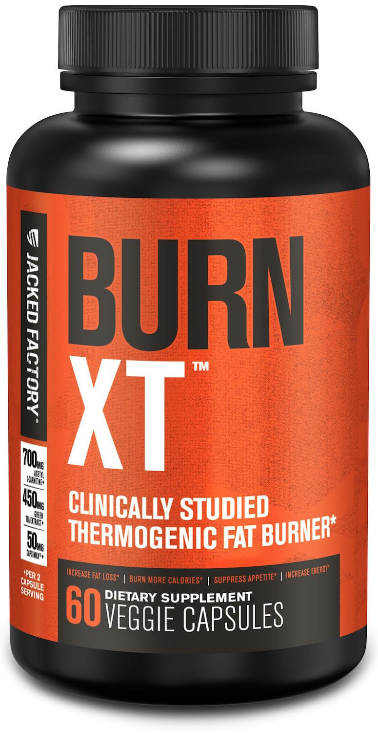 Jacked Factory Burn-XT Clinically Studied Fat Burner & Weight Loss Supplement - Appetite Suppressant & Energy Booster - with Acetyl L-Carnitine Jacked FactoryUS supplements