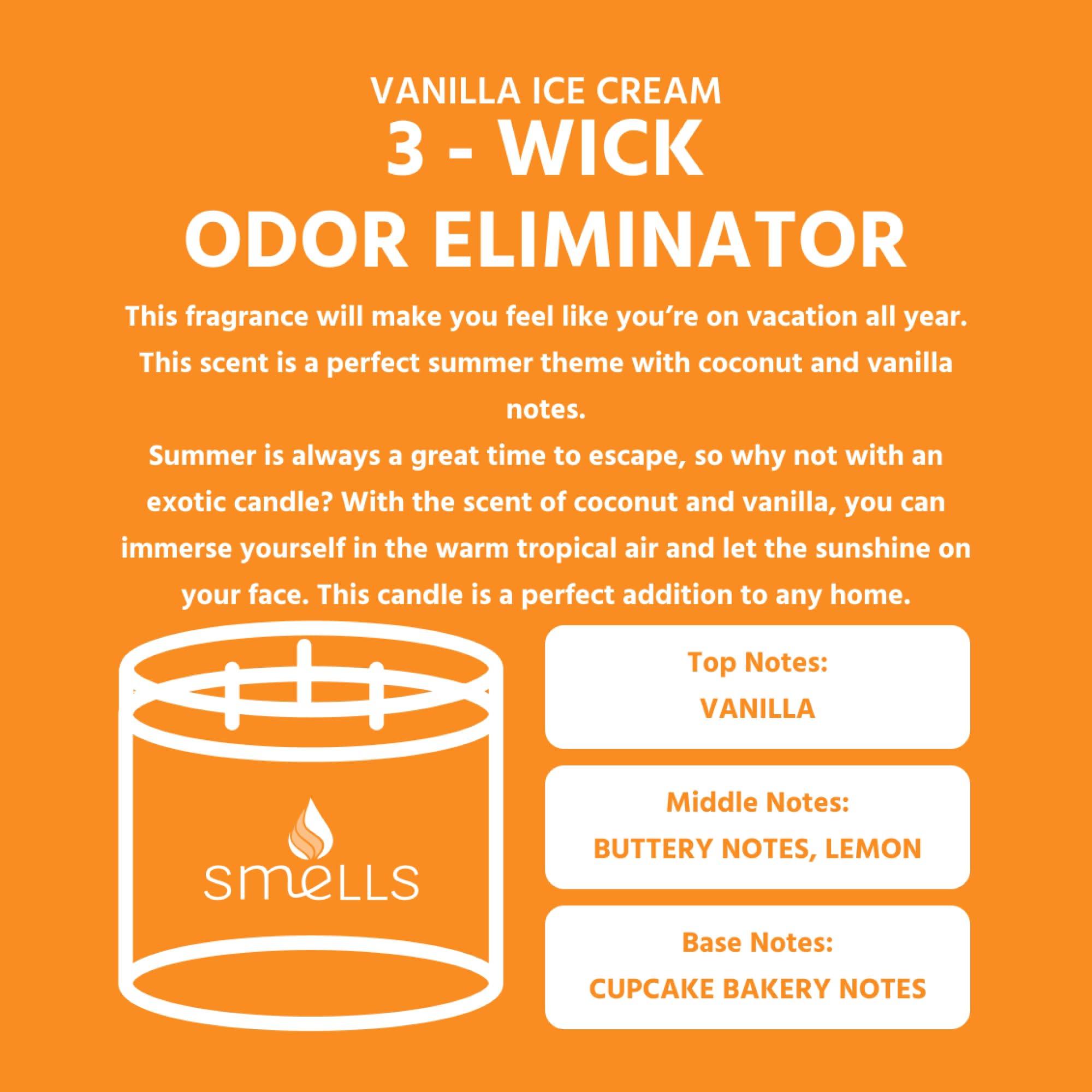 Smells - Odor Eliminator - Premium Soy Wax Jar Scented Candle 12oz. and 16oz. - 100% Cotton Single Wick SmellSAu supplements