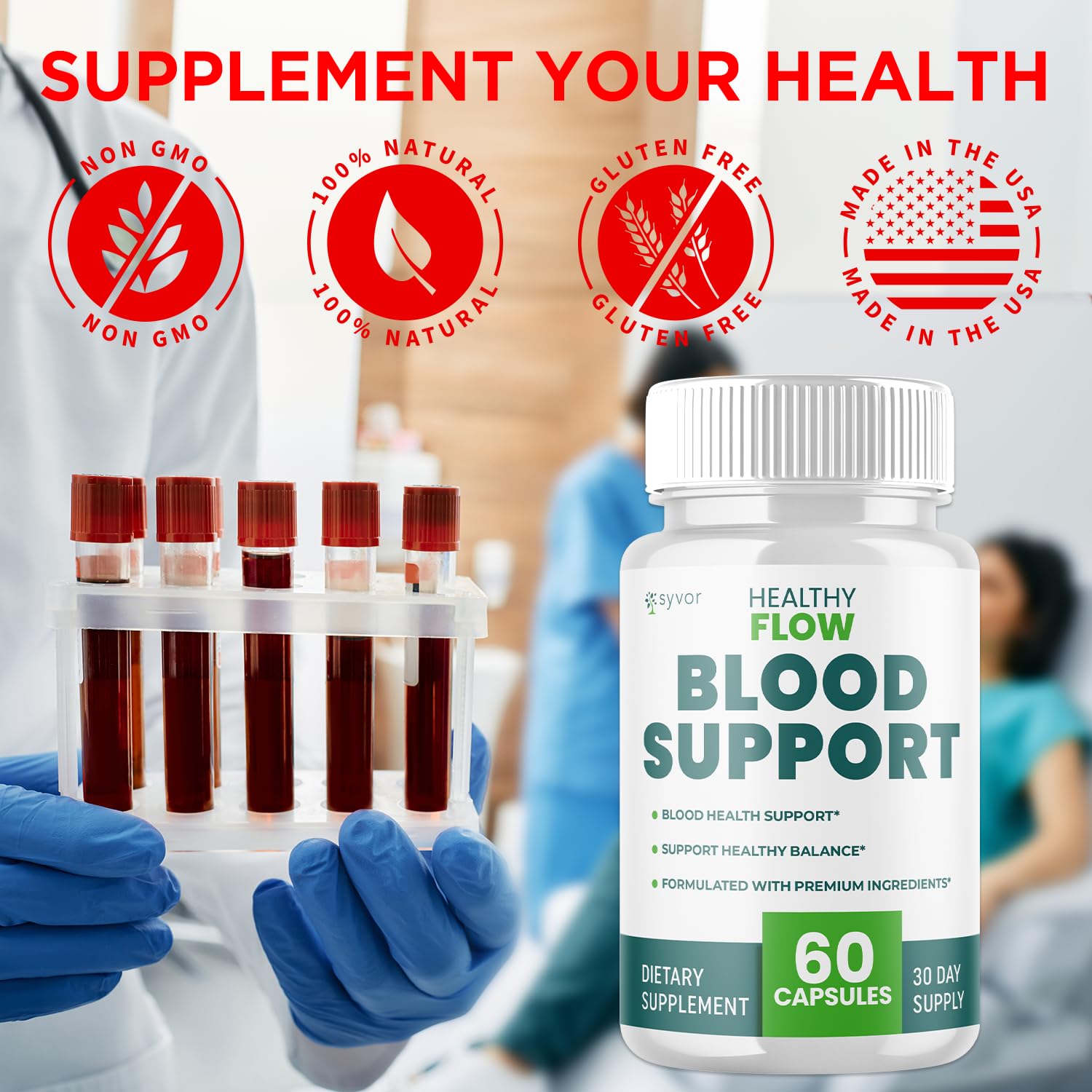 (2 Pack) Healthy Flow Blood Support Capsules, Official Healthy Flow Blood Support Pills with All Natural Ingredients, Advanced Formula Supplement with Premium Vitamins for Men & Women (120 Capsules) SyvorAu supplements