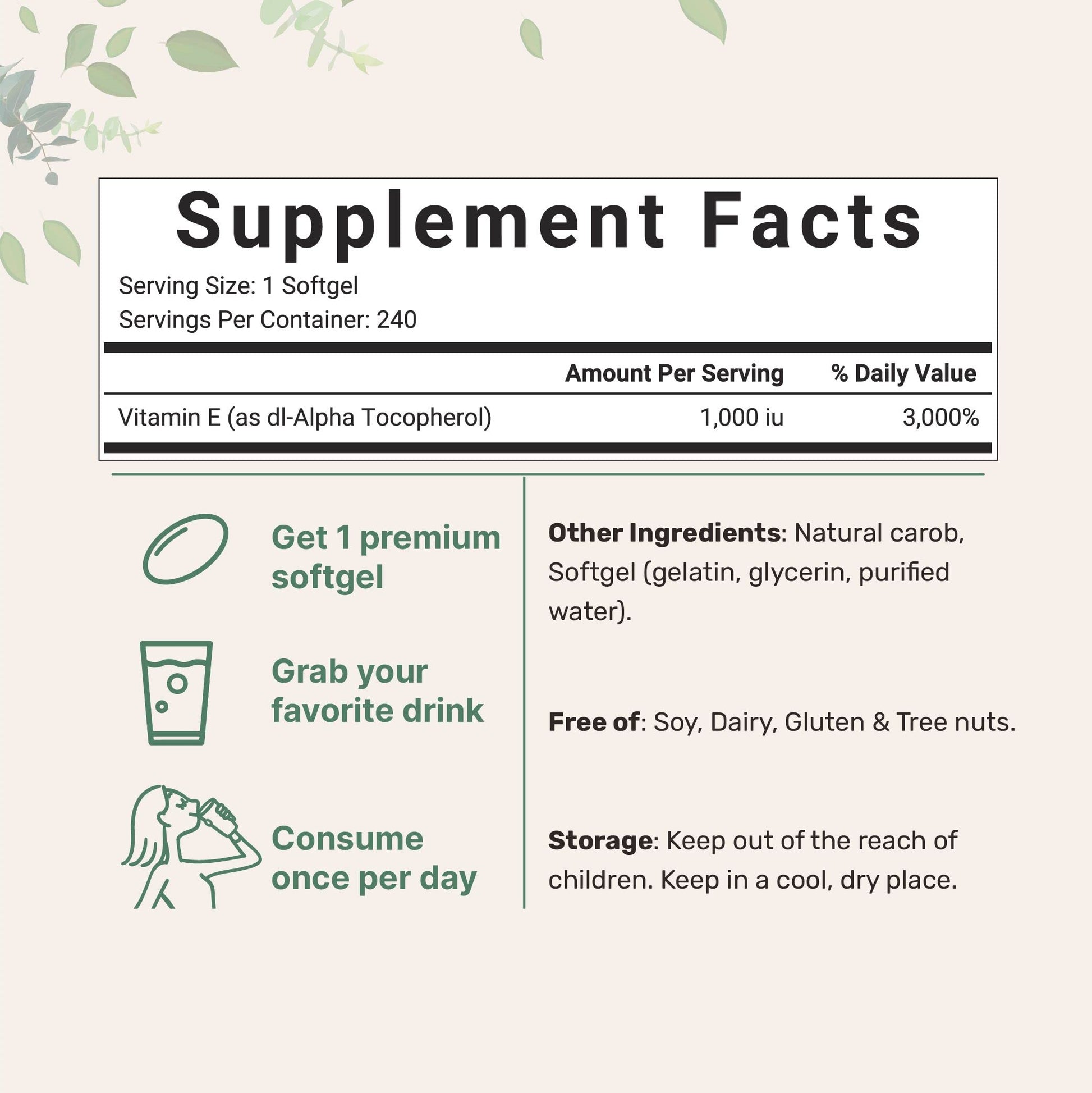 Micro Ingredients Vitamin E 1000 IU, 240 Softgels | Pure Vitamin E Oil Pills Micro IngredientsUS supplements