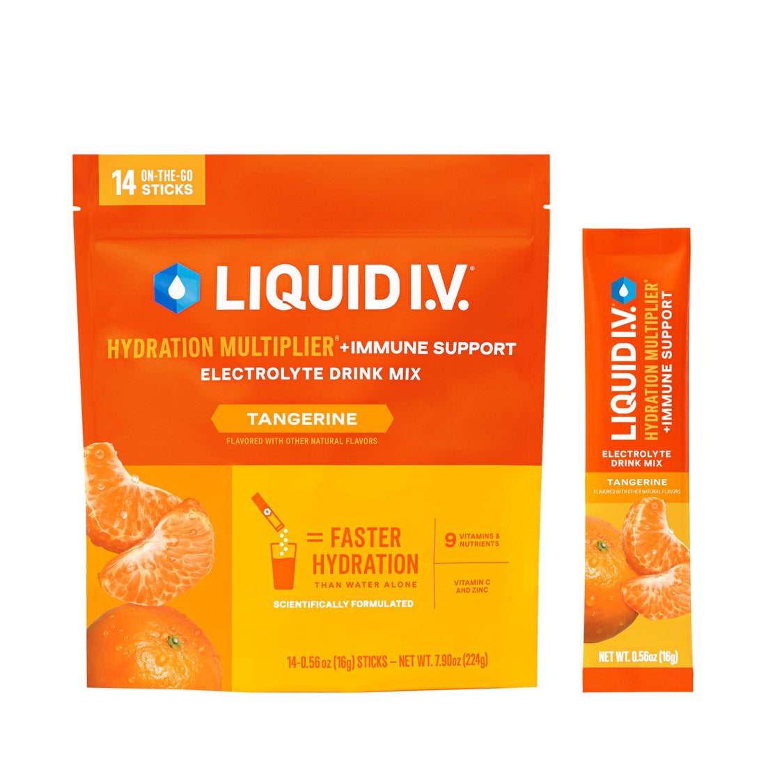 Liquid I.V.® Hydration Multiplier +Immune Support - Tangerine | Electrolyte Powder Drink Mix | 1 Pack (14 Servings) Liquid I.V.US supplements