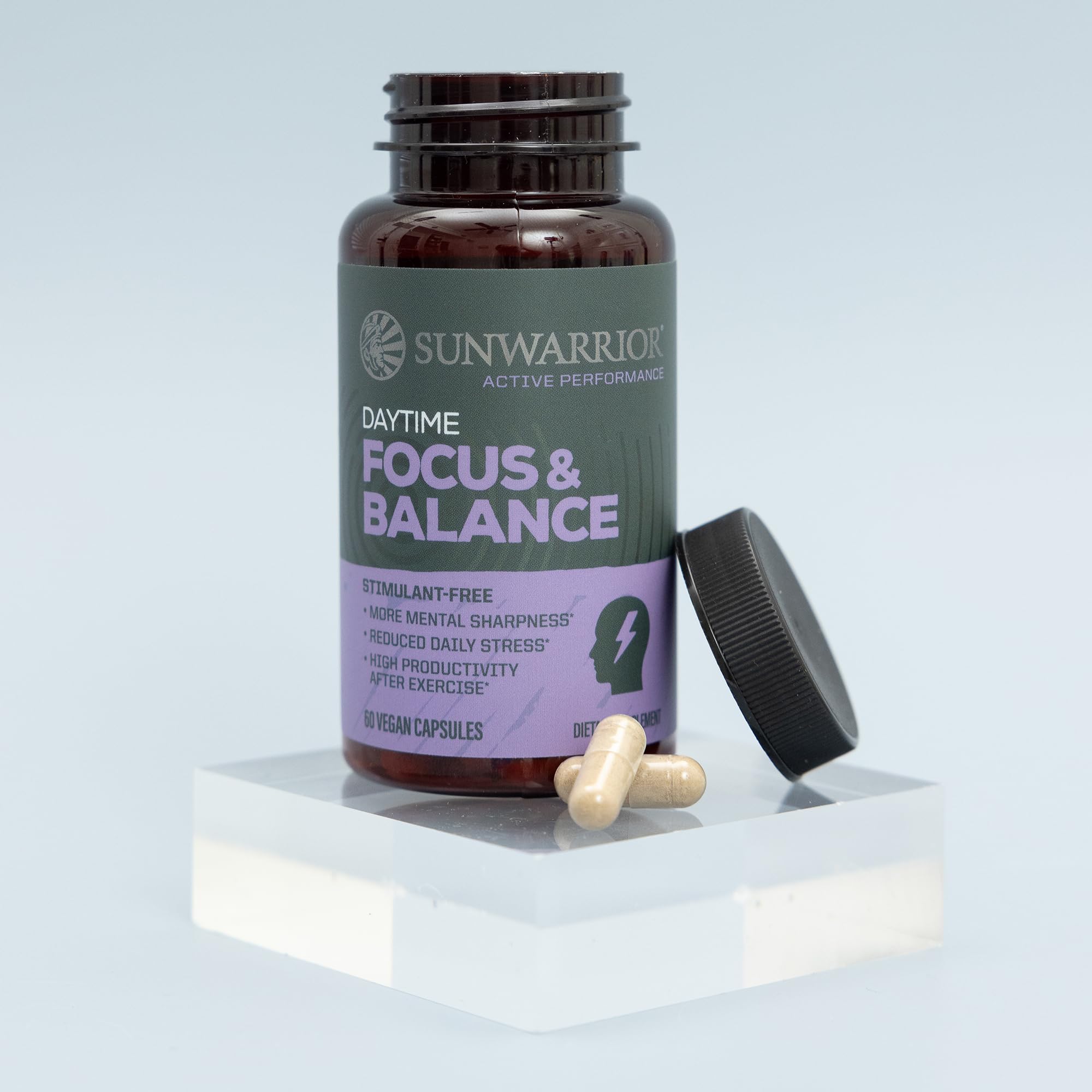 Ashwagandha, Rhodiola, Reishi & 5-HTP for Stress-Free Focus Active Focus & Balance Capsules Caffeine-Free Nootropic for Calm Energy & Mental Clarity, Mood & Immune Support 60 Vegan Capsules SunwarriorAu supplements