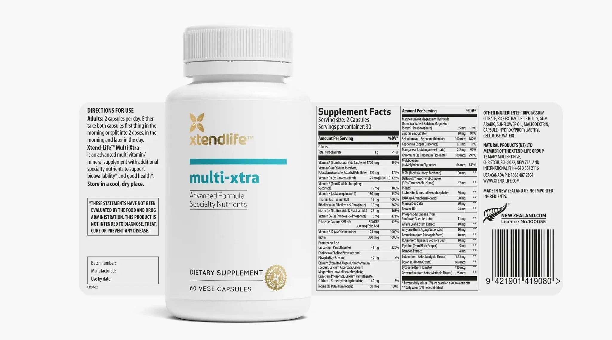 Xtendlife Multi-Xtra Multivitamin for Immune, Heart & Energy Support - 40+ Bioavailable Vitamins, Minerals, Antioxidants & Herbs XtendlifeAu supplements