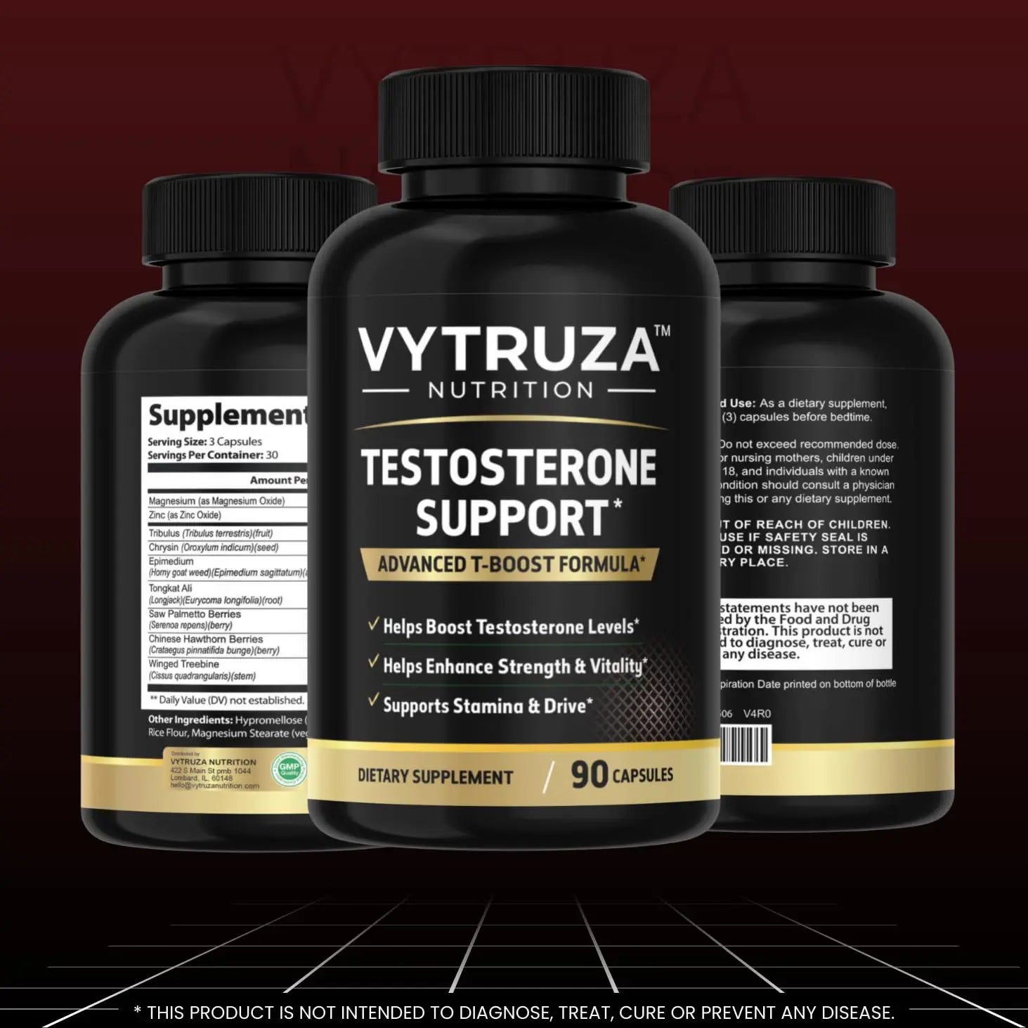 VYTRUZA Nutrition Advanced T-Boost Formula Test Support Capsules, Premium Ingredients, Energy, Strength Support Supplement for Men, 90 Capsules VYTRUZAAu supplements