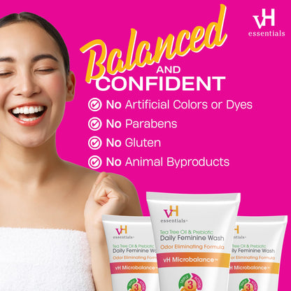 vH essentials, Ph Balanced Daily Feminine Wash, Tea Tree Oil & Prebiotic vH essentialsUS supplements