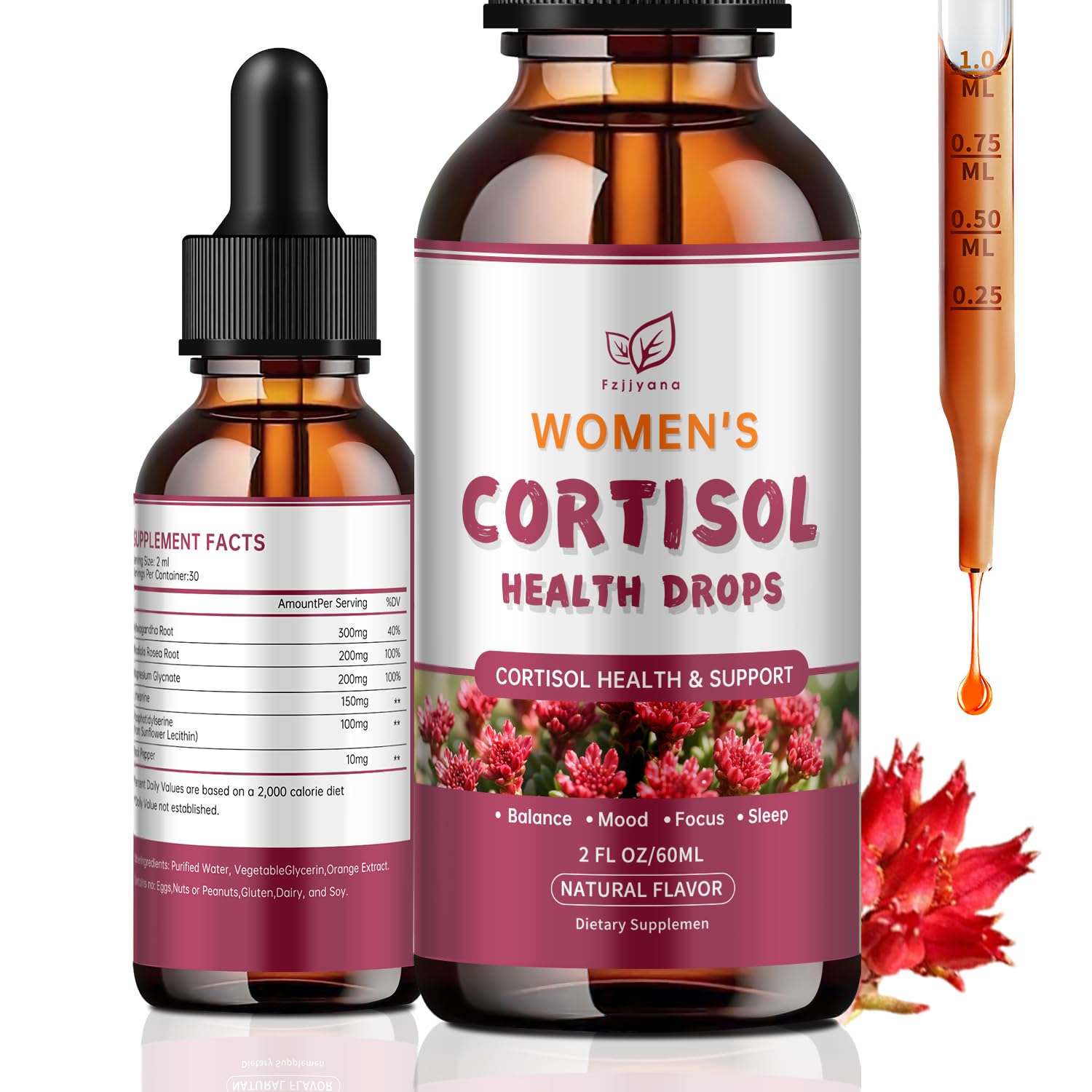 Cortisol Manager Liquid Drops, Cortisol Supplements for Women, with magnesium ashwagandha, rhodiola rosea,l-theanine,Phosphatidylserine-Promote Relaxation and Support Mood- 30 Day Vegan Supply FzjjyanaAu supplements