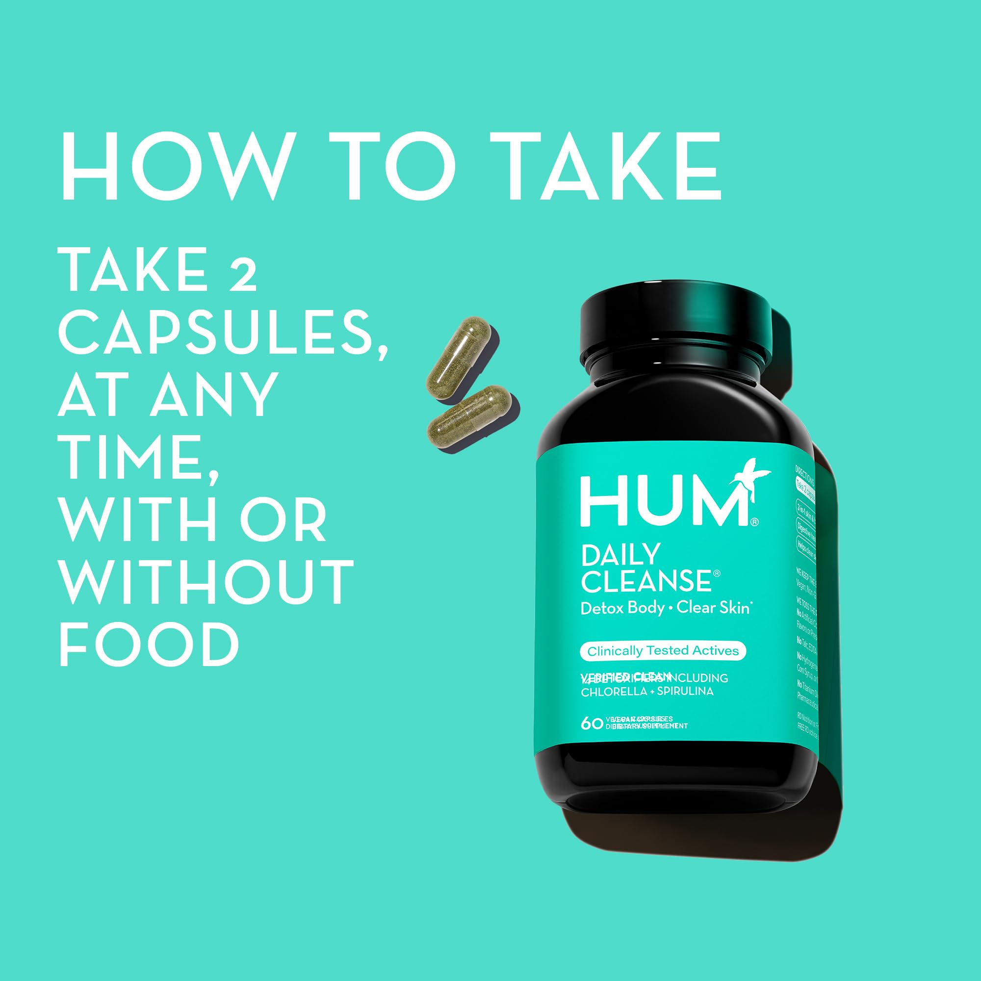 HUM Daily Cleanse Acne Supplements - Support for Clear Skin & Improved Digestion HUMUS supplements