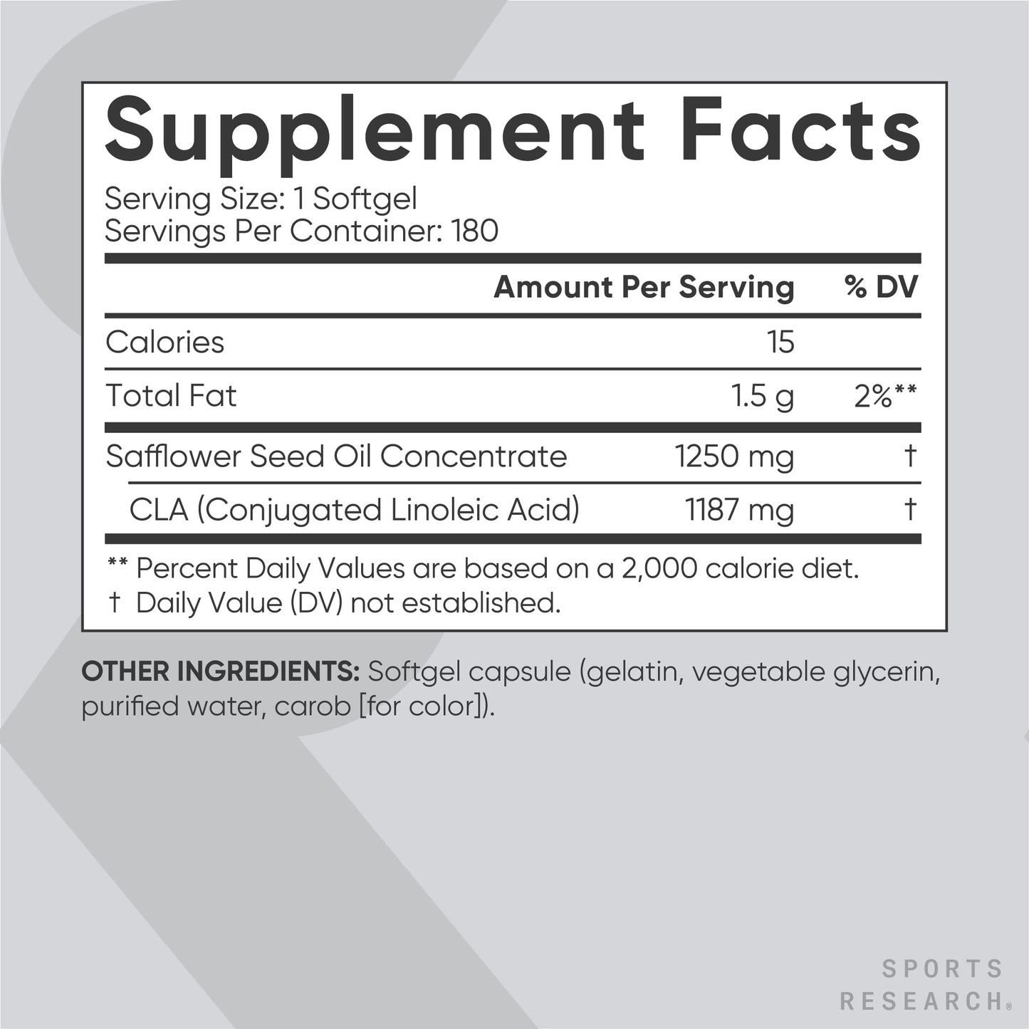 Sports Research CLA - 1250mg with Active Conjugated Linoleic Acid for Men and Women Sports ResearchUS supplements