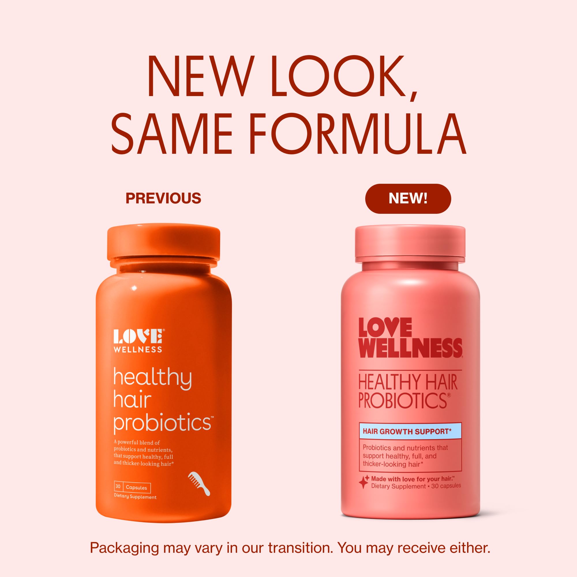 Love Wellness Healthy Hair Probiotics | Support Hair Growth with Biotin and Vitamin B12 & B6 | Supplement for Healthy Scalp & Thicker, Fuller Looking Hair | Safe & Effective | 30 Capsules Love WellnessUS supplements