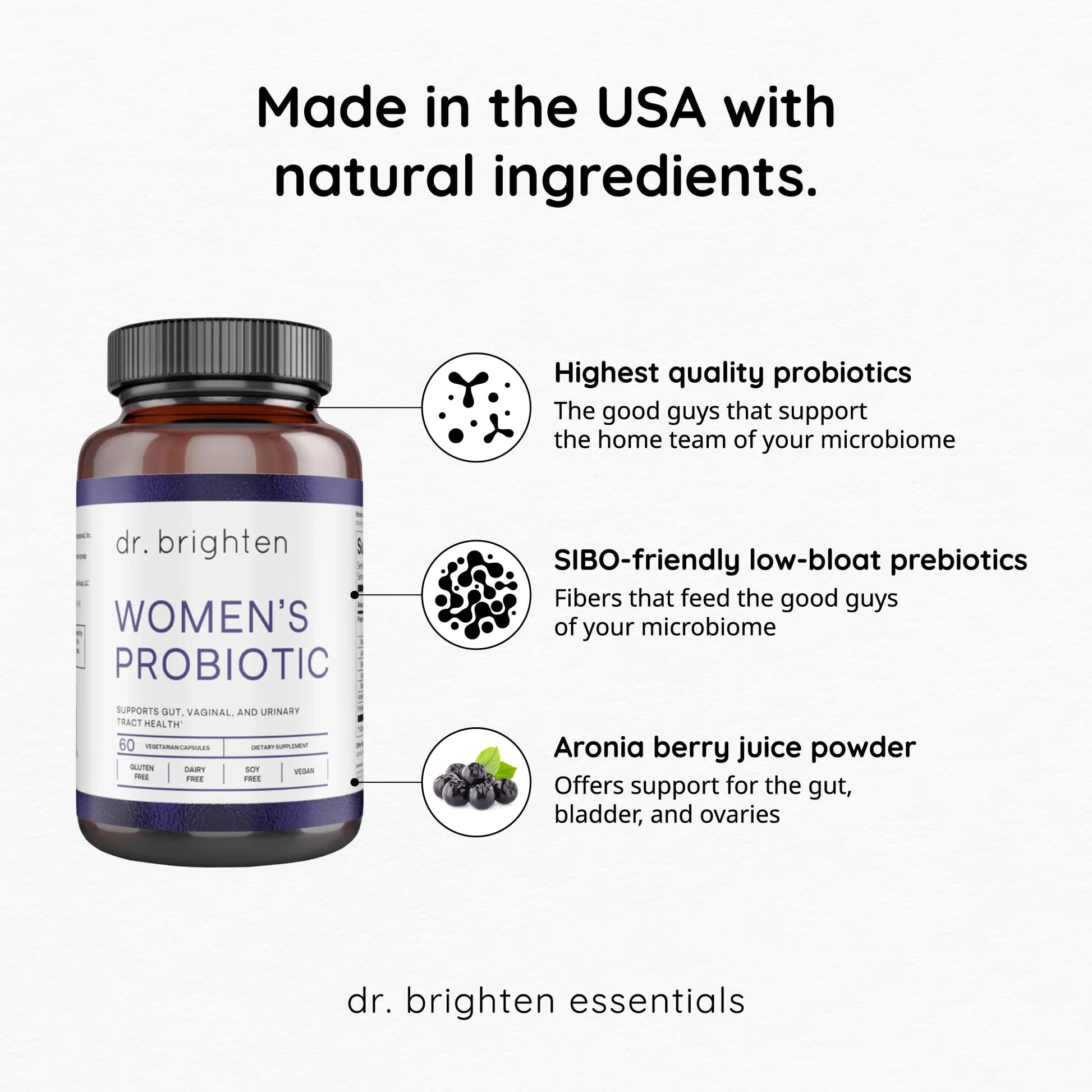 Dr. Brighten Women’s Probiotic - Probiotics, Prebiotics with Antioxidants & Sunfiber for Healthy Hormones, Balanced Female Microbiome, Ovaries and Immune Health - 60 Capsules Dr. BrightenAu supplements
