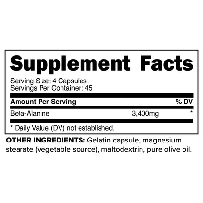Primaforce Beta Alanine Capsules 3,400mg, 180 Capsules (45 Servings) - Potent Beta PrimaforceUS supplements