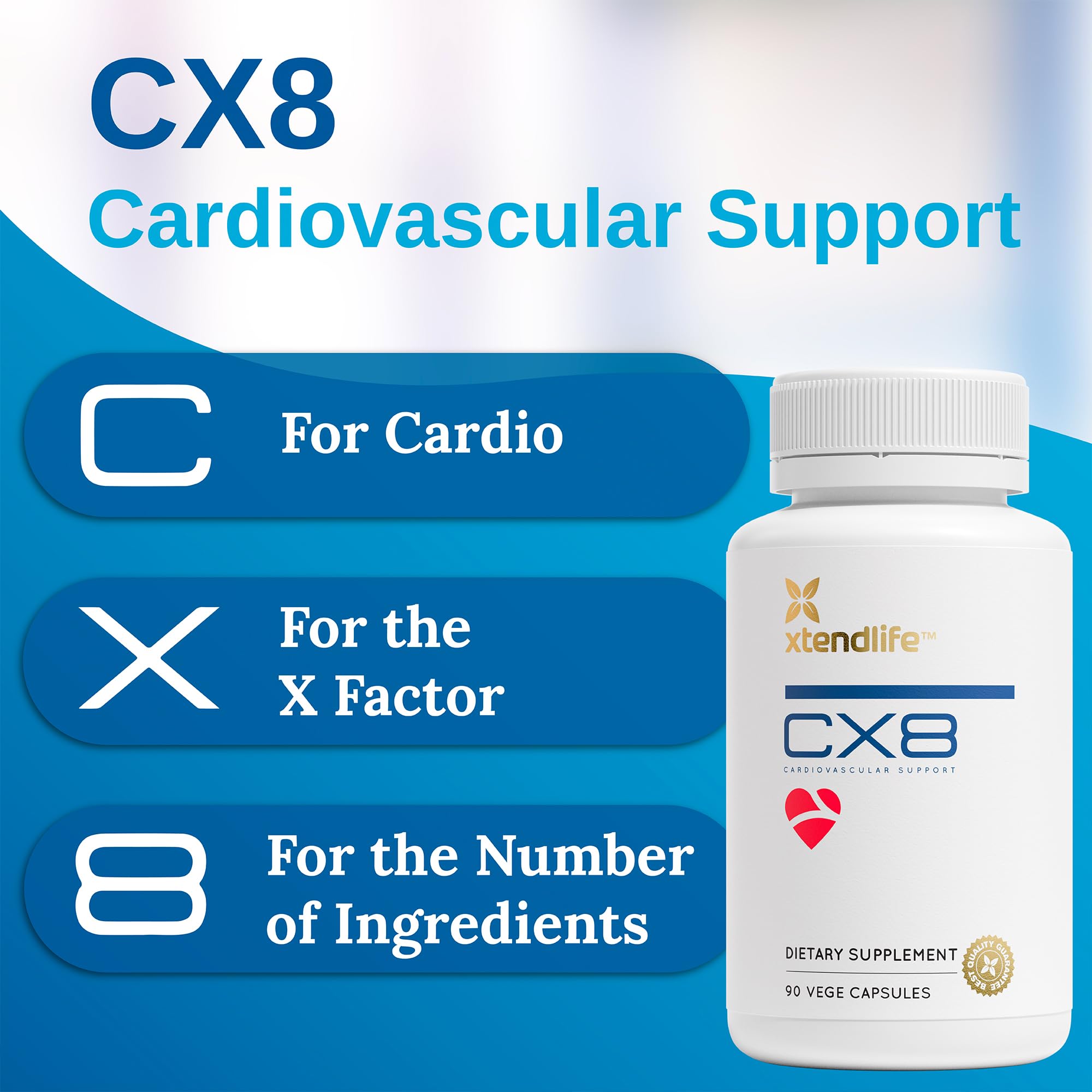 Xtendlife CX8 Heart Health Supplement for Cardiovascular Support, Circulation, and Arterial Health - with Vitamin K2 MK7, D3, Tocotrienols, and Sea Buckthorn-30 Day Supply XtendlifeAu supplements