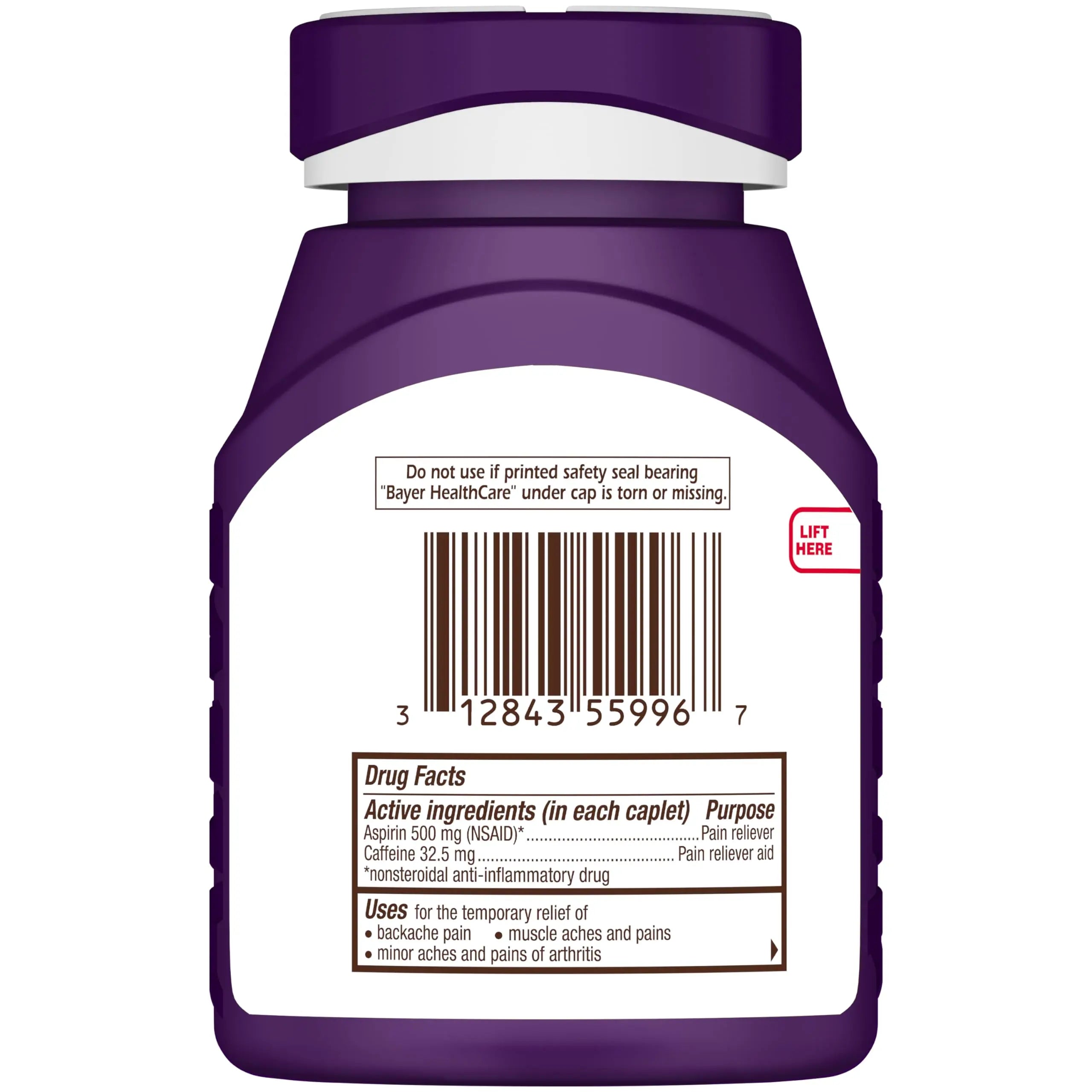 Bayer Extra Strength 500mg Aspirin Plus Caffeine for Powerful Pain Relief, 200 Coated Caplets BayerAu supplements